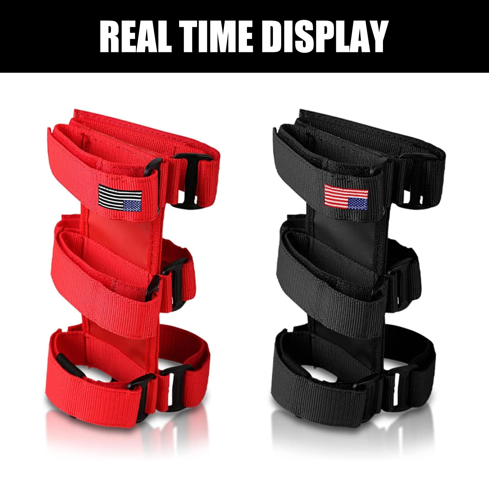 ZKFAR Pack-1 Adjustable Fire Extinguisher Holder with American Flag Design - Universal Roll Bar Mount for Jeep Wrangler 1965-2022 JK JKU TJ CJ & Gladiator (Black) - Perfect for Off-Road Adventures & Emergency Safety