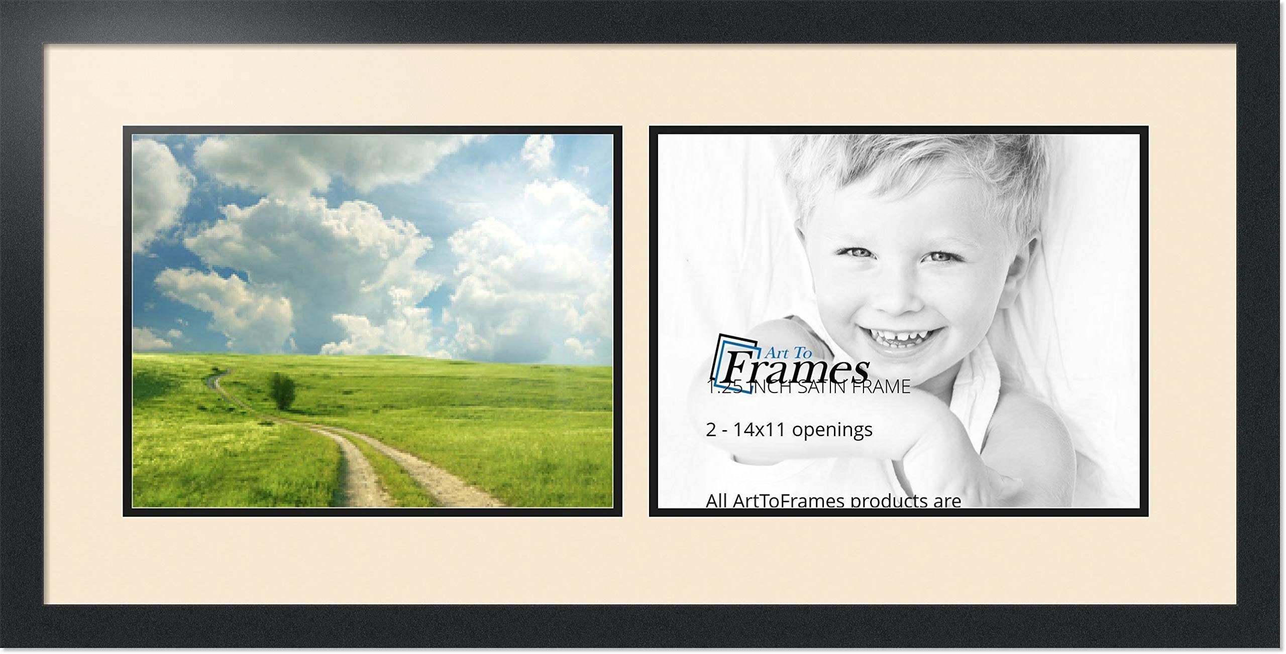Art to Frames 33x15 Inch Double-Multimat Picture Frame - 1.25 Inch Wide Satin Black for Wall Art, Photos & Home Decor | Perfect for Living Room, Bedroom & Office Display