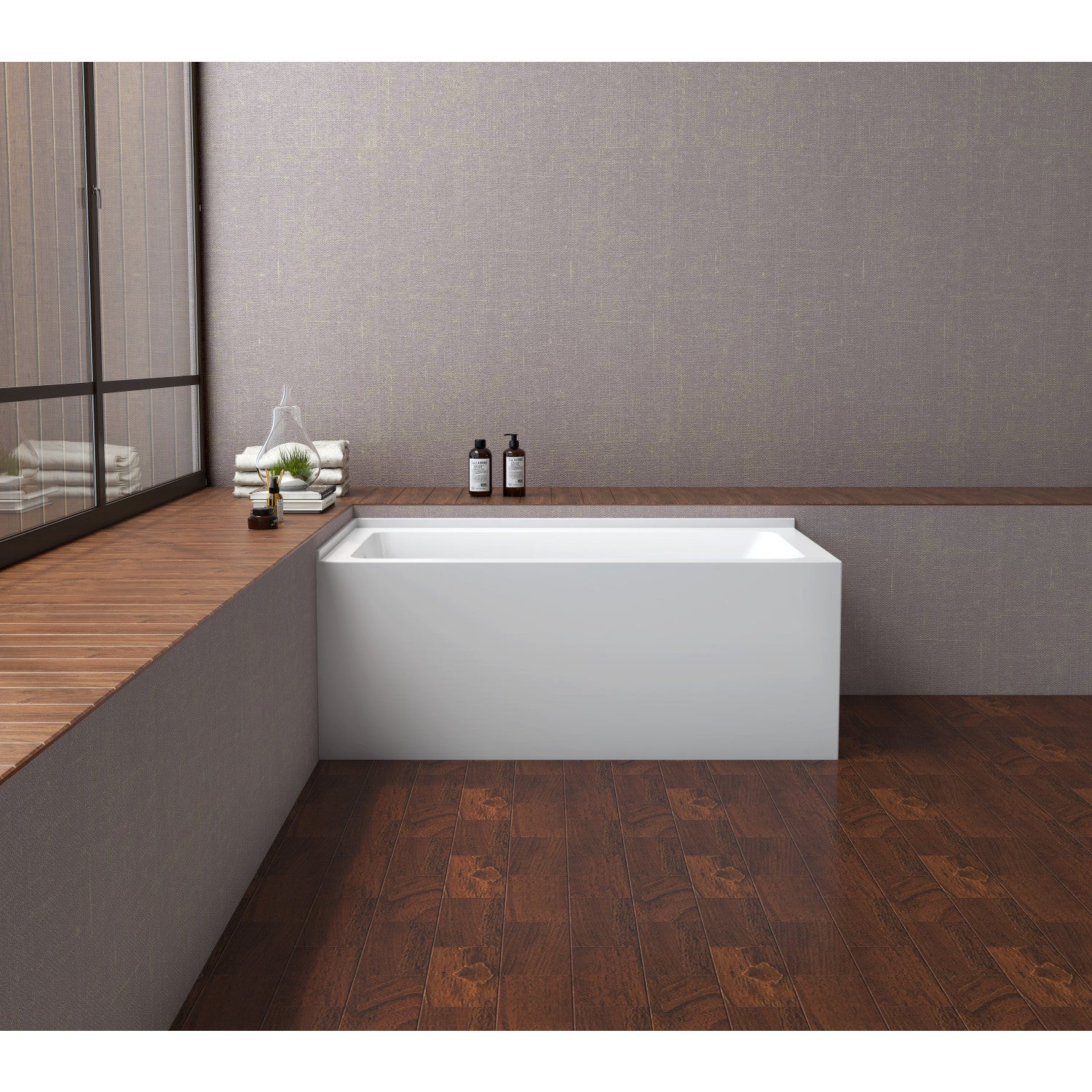 Aqua Eden 54 Inch Acrylic Rectangular Corner Bathtub - Left Hand Drain, Glossy White | Freestanding Soaking Tub for Small Bathrooms & Master Suites | Spa-Like Relaxation at Home