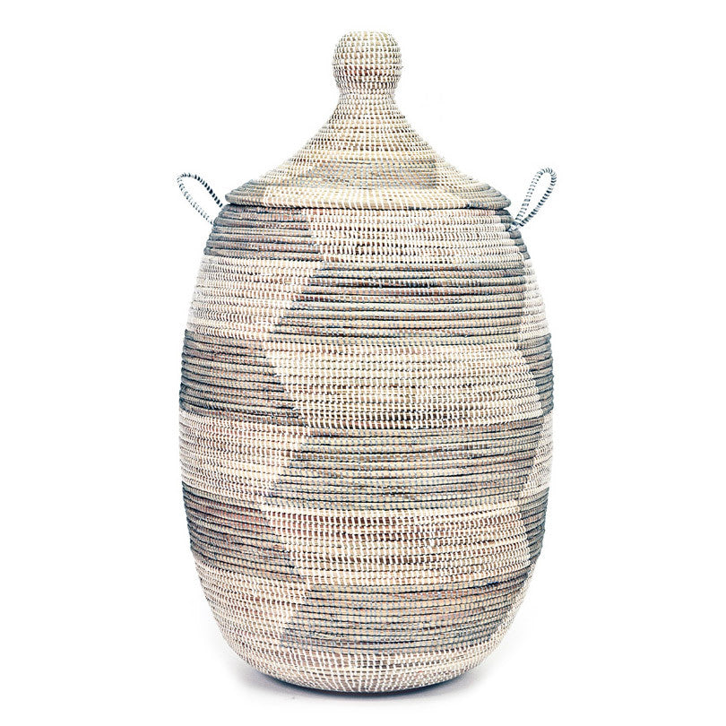 Premium Silver Herringbone Laundry Hamper - Large Capacity Clothes Basket for Bedroom, Bathroom & Dorm Organization