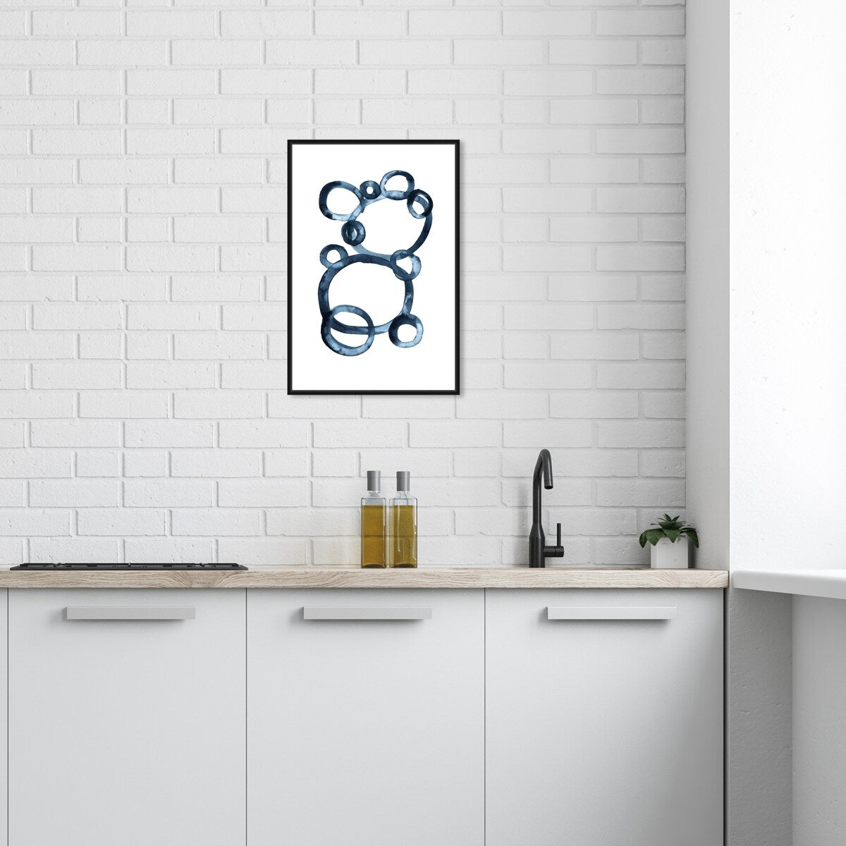 Bear Bubbles Modern Baby Bear Fingerpainted Art - White Framed Canvas Wall Print for Nursery & Boys Room Decor - Perfect for Baby Showers, Kids Bedrooms & Playroom Wall Art