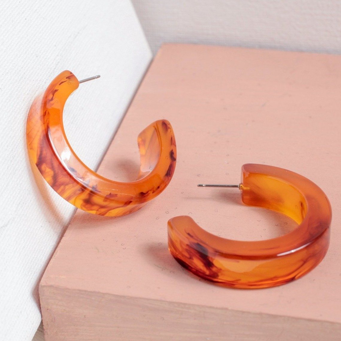 Chunky Resin Hoop Earrings for Women - Trendy Handmade Statement Jewelry - Perfect for Boho, Party & Everyday Wear