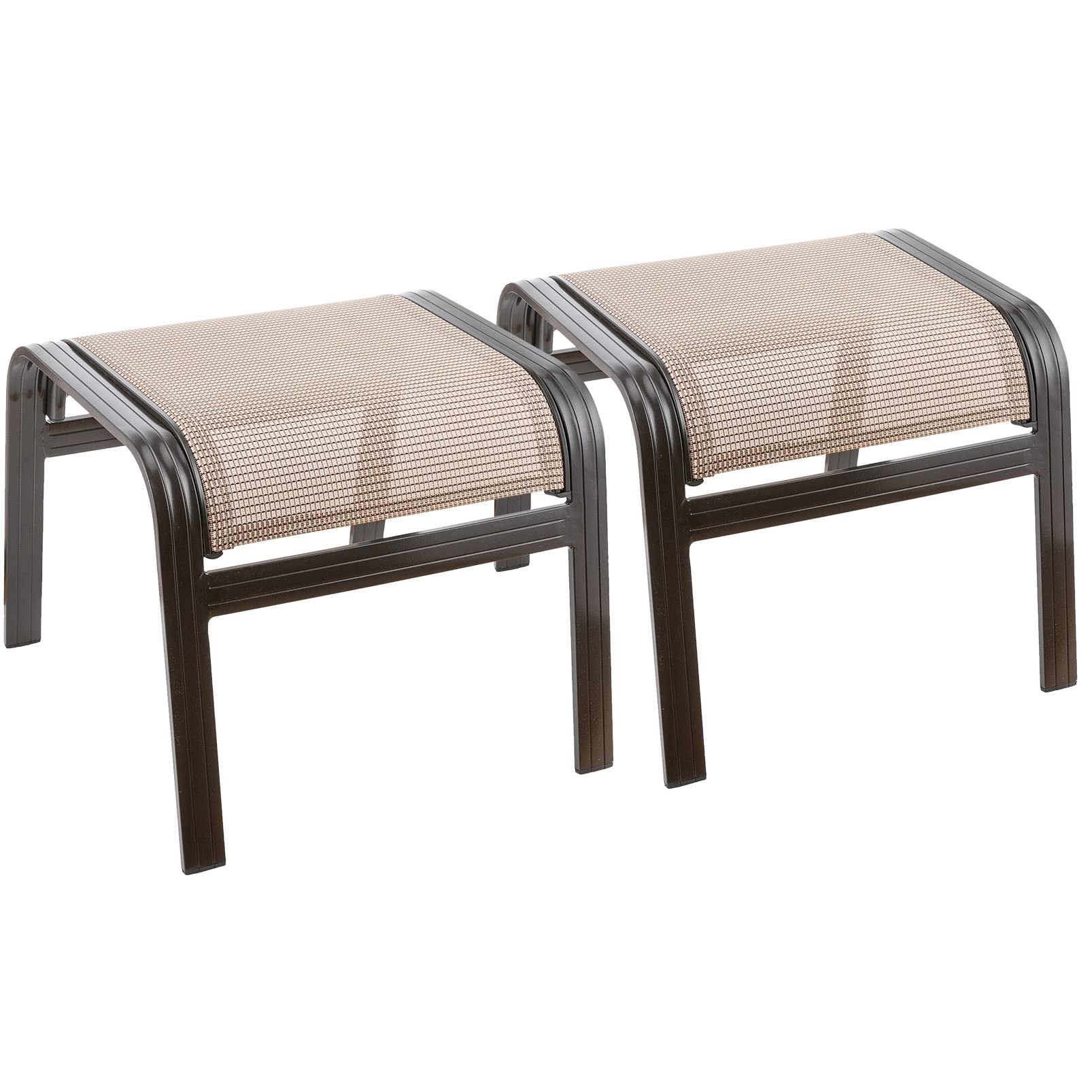 San Diego Ottoman Set of 2 - Modern Tufted Storage Footstool with Removable Cushion, Perfect for Living Room, Bedroom or Nursery - Brown Faux Leather