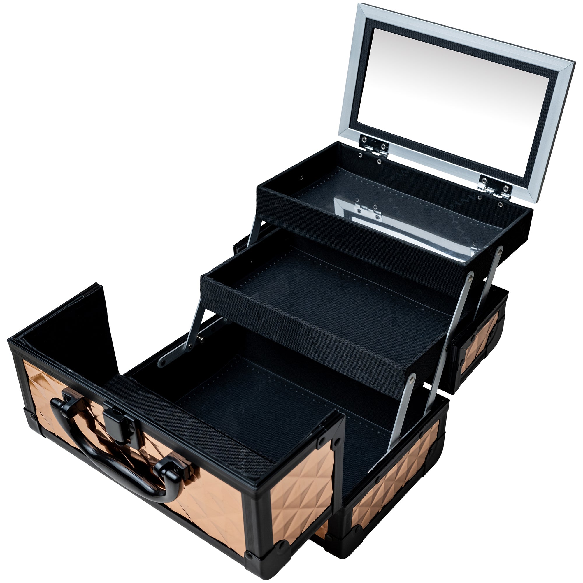 Professional Makeup Train Case with Mirror - Portable Cosmetic Organizer for Makeup Artists & Travel - Perfect for Salon, Home, and On-the-Go Beauty Needs