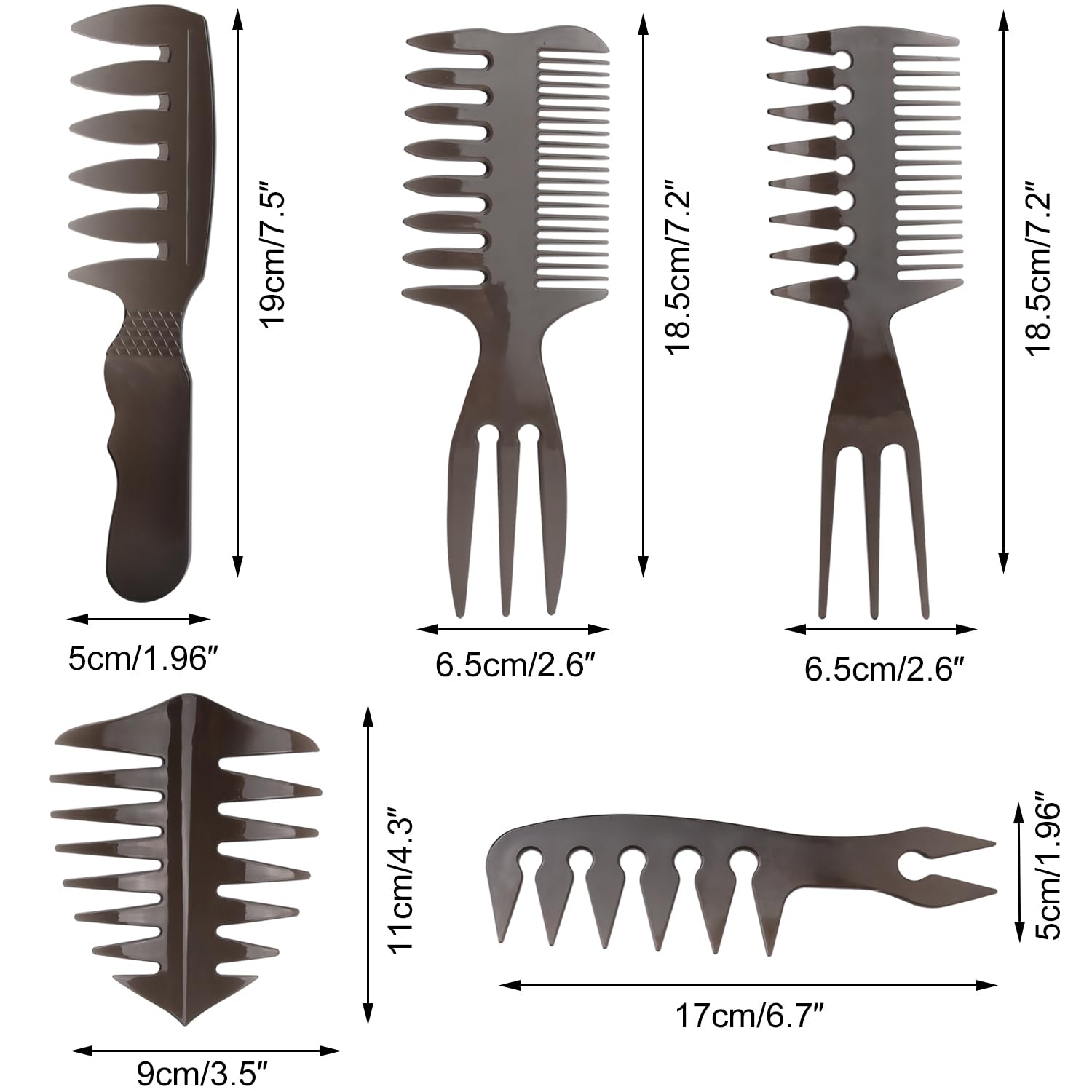 Noverlife 5 Pack Men's Pompadour Hairstyling Combs - Professional Wide Tooth Texture Comb for Slicked Back Hairstyles, Barber Hairdressing, Retro Oil Head Hair Brushes & Hair Pick Comb - Perfect for Styling, Grooming & Salon Use
