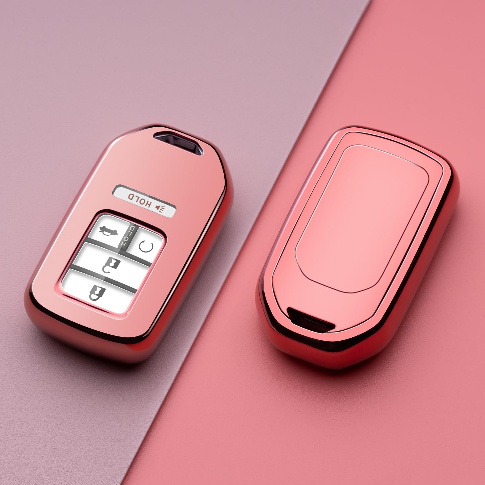 Pink TPU Key Fob Cover for Honda Civic Accord CR-V Pilot Odyssey - Durable Car Key Case Protector with Keychain | Perfect for Honda Owners to Protect & Personalize Vehicle Keys