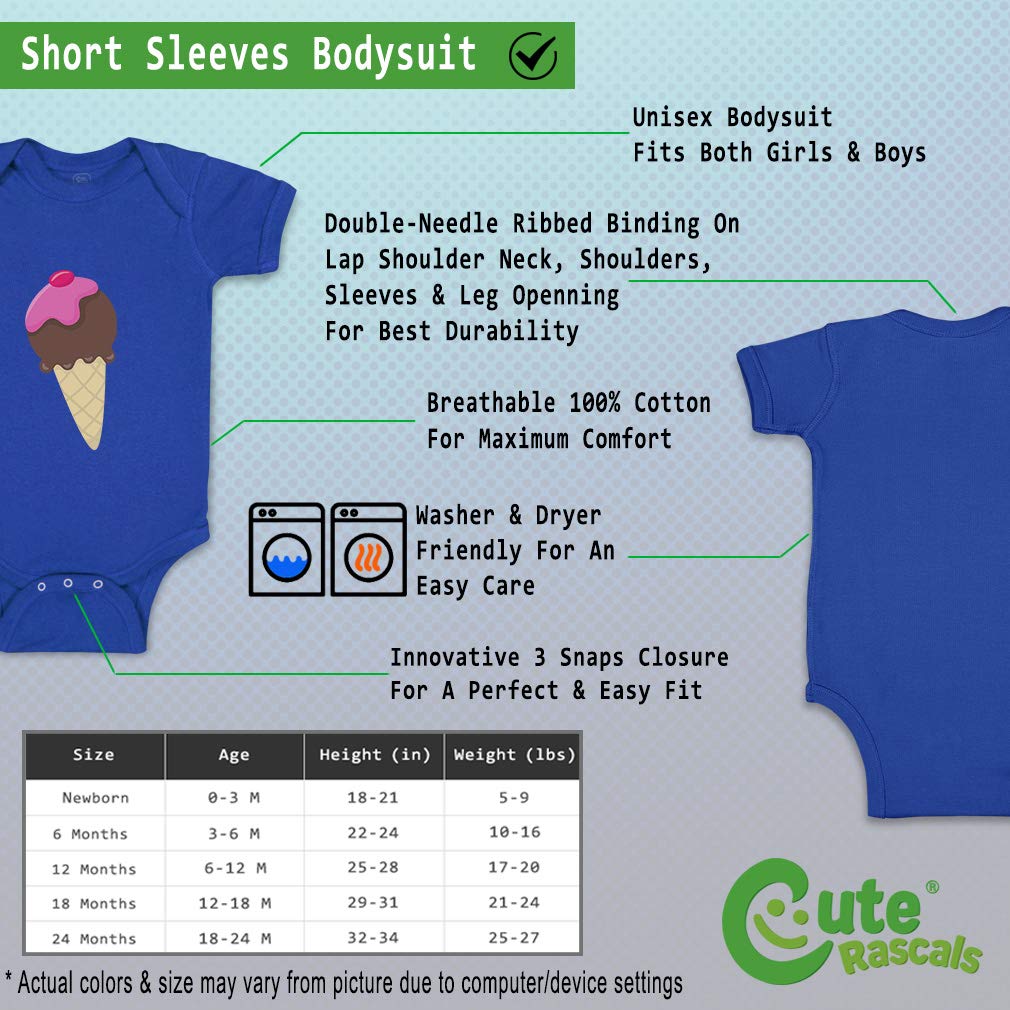 Custom Baby Bodysuit - Chocolate Ice Cream & Cherry Print 100% Cotton Onesie for Boys & Girls | Soft & Comfortable Infant Outfit for Everyday Wear, Photo Shoots & Special Occasions