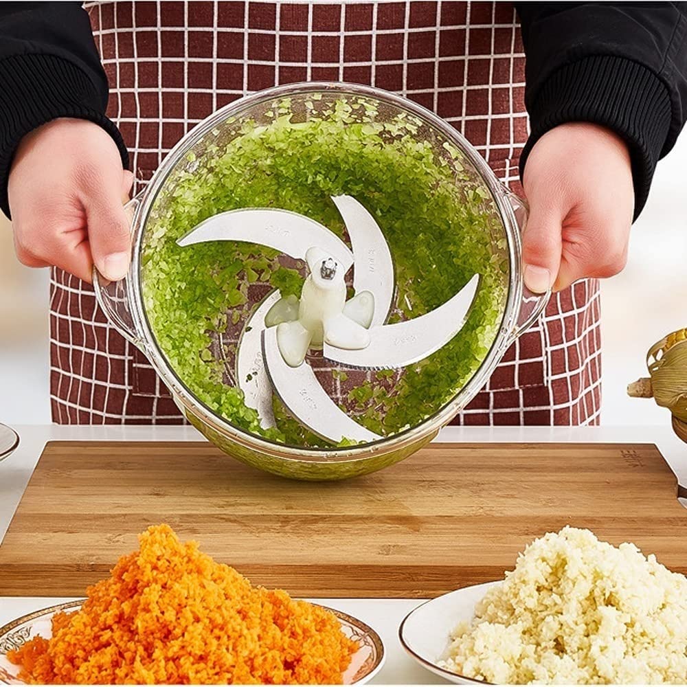 400W Powerful Electric Food Processor - BPA-Free Stainless Steel Chopper for Garlic, Meat, Veggies, Fruits & Nuts - 2-Speed Adjustable Blender - Perfect for Meal Prep, Smoothies & Home Cooking