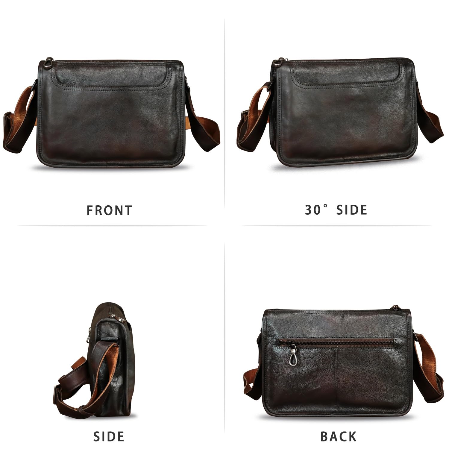 Genuine Leather Messenger Bag for Men - Crossbody Shoulder Bag, Business Sling Purse, Casual Daypack Satchel - Perfect for Office, Travel & Daily Commute