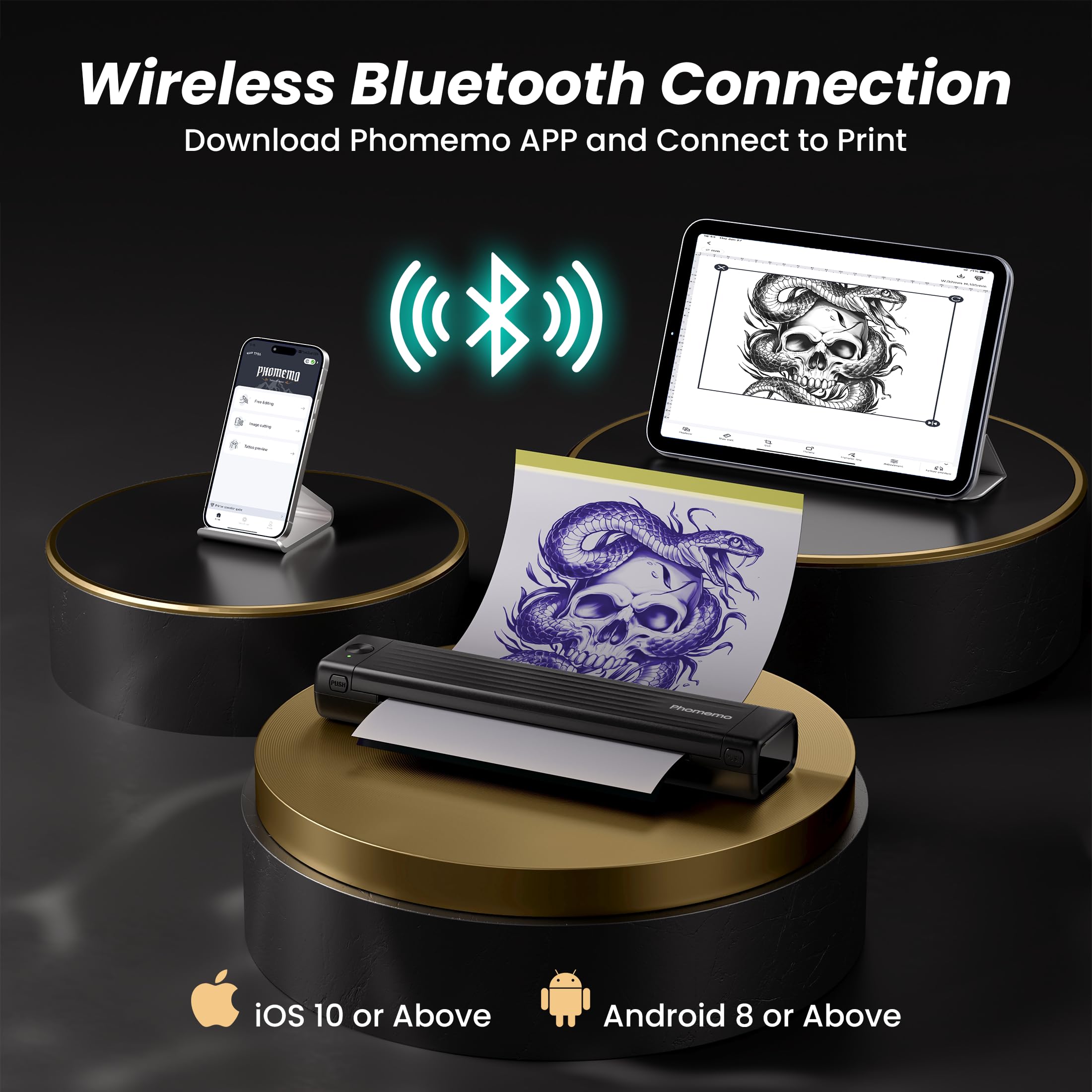 Phomemo TP86 Wireless Bluetooth Tattoo Stencil Printer Machine with 10 Transfer Papers - Professional & Beginner Tattoo Artist Equipment for Temporary Tattoo Designs | Perfect for Tattoo Studios, Home Practice & DIY Body Art Projects