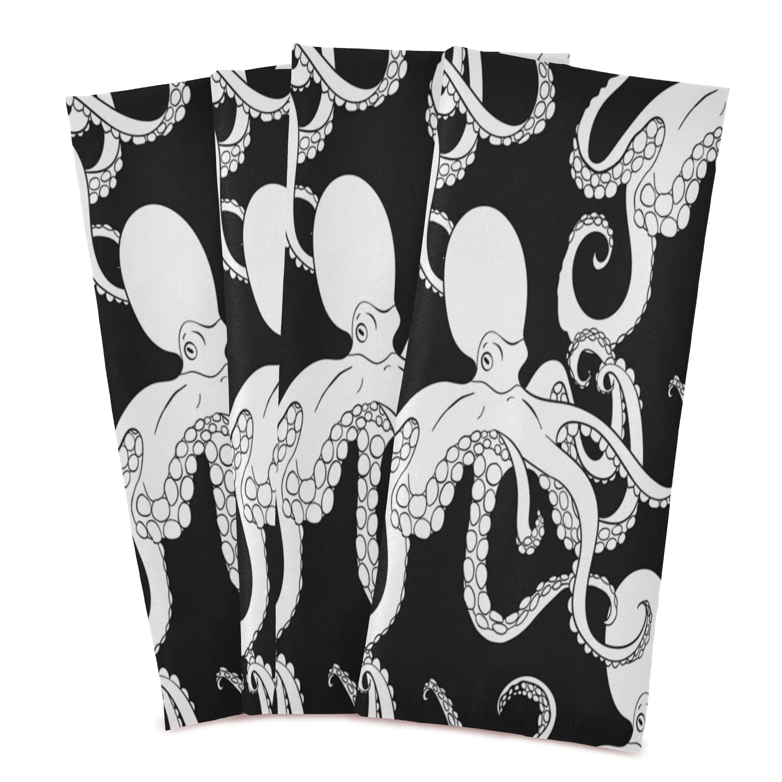 ALAZA Cartoon Octopus Kraken Black & White Kitchen Towels - Super Absorbent & Soft Dish Cloths (18x28 Inches, 1 Pack) - Perfect for Dishes, Bar Cleaning & Tea Time