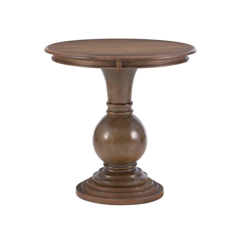 Powell Furniture Linon Aspen Round Wood Accent Table - Natural Finish Side Table for Living Room, Bedroom & Office Decor