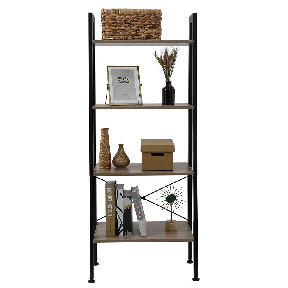 HOSKL 5-Tier Wooden Ladder Shelf - Industrial Style Bookshelf & Storage Rack for Home Office, Bedroom, Bathroom, Living Room - Perfect for Organizing Books, Plants, Decor & More