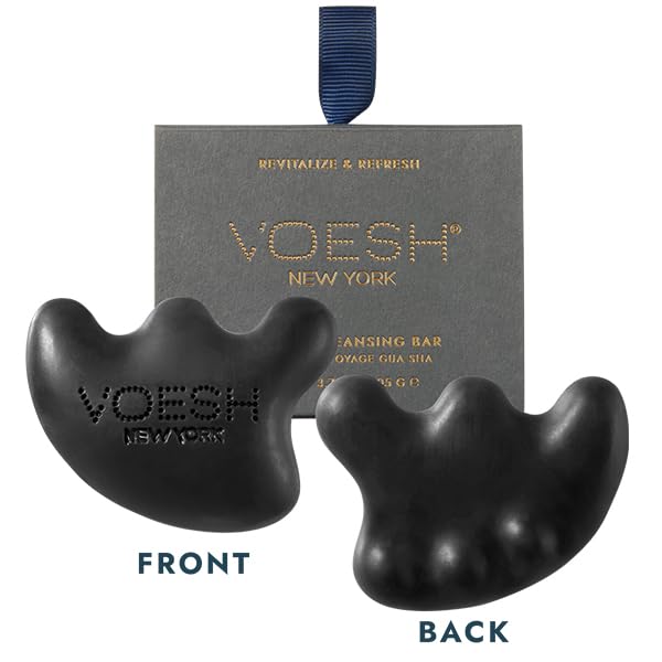 VOESH Gua Sha Cleansing Bar with Niacinamide & Vegan Probiotics - Rosemary Oil & Charcoal Powder for Deep Cleansing - Cruelty Free, Organic & Clean Skincare (3.7oz) - Perfect for Daily Facial Massage & Acne-Prone Skin Care Routine