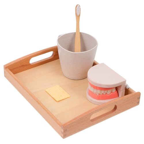 NIYANGLE Kids Dental Care Set - Wooden Teeth Brushing Teaching Aids, Children's Tooth Cleaning Model, Practical Life Skill Toy for Toddlers, Perfect for Home & Preschool Education