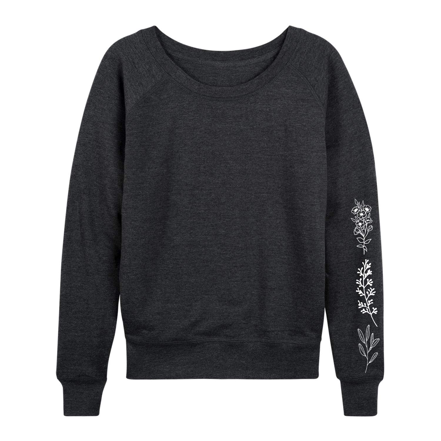 Women's French Terry Pullover Sweatshirt - Soft Floral Print Hoodie for Casual Wear - Perfect for Spring Outfits & Lounge Comfort