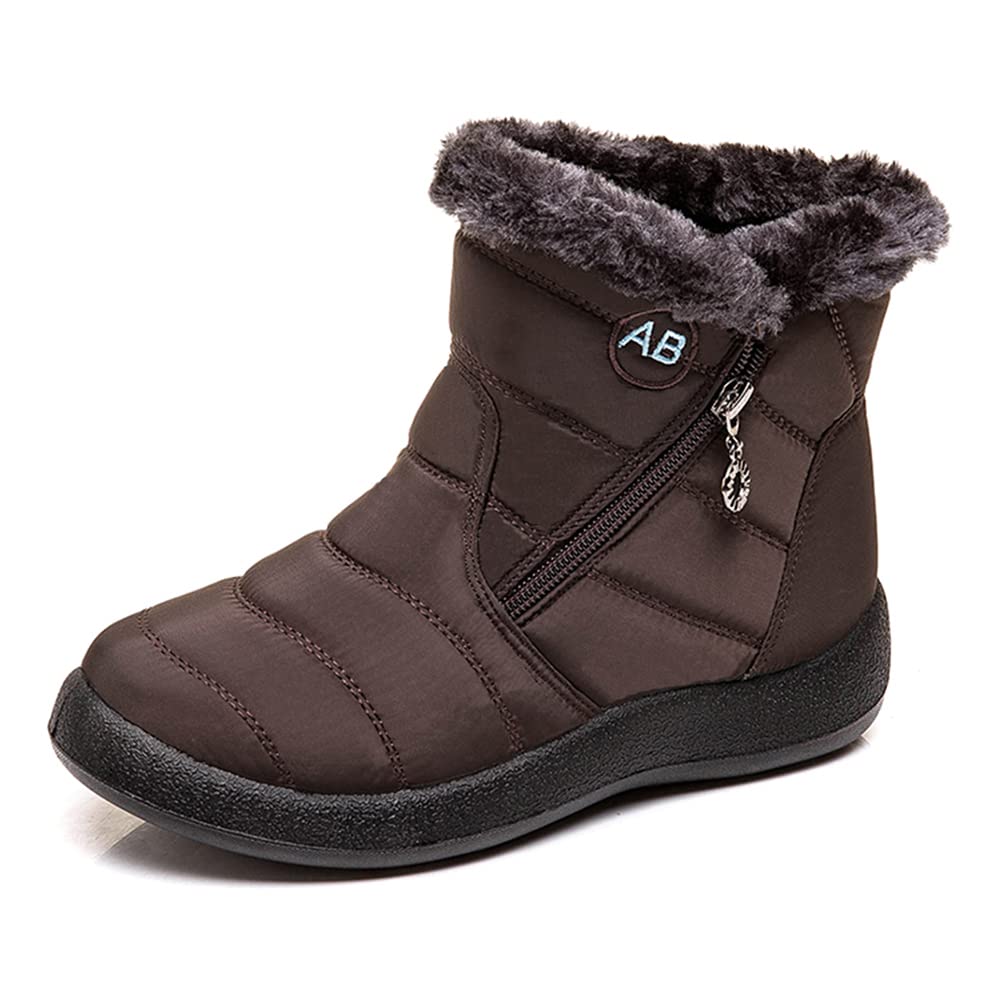 Women's Winter Snow Boots - Fur Lined Waterproof Ankle Booties with Slip-Resistant Sole | Warm Slip-On Shoes for Snowy Weather, Outdoor Activities & Casual Wear