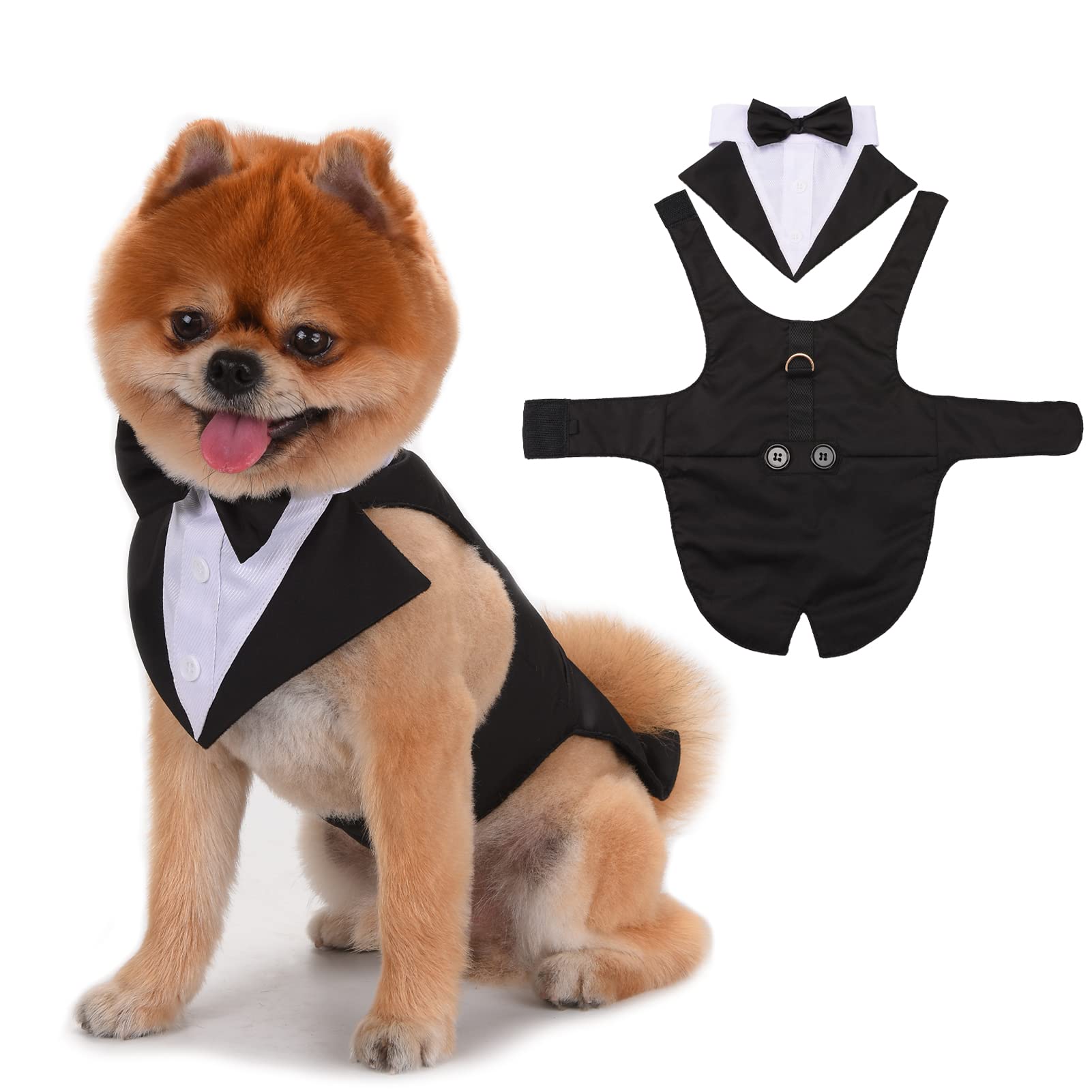 Dog Tuxedo & Bandana Set - Formal Wedding Suit for Small to Large Dogs (Black) for Pet Weddings & Parties