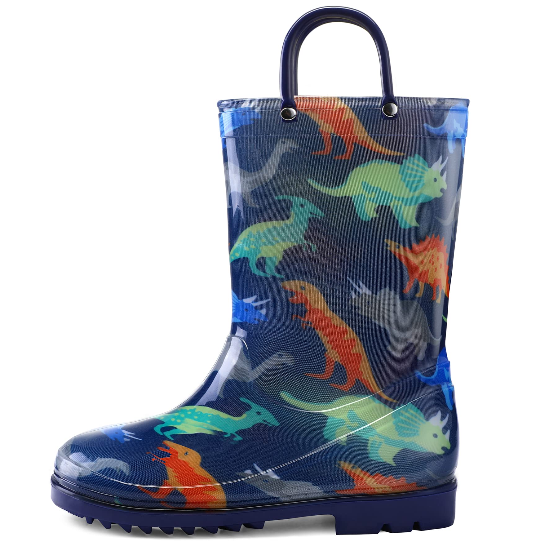 SHOFORT Kids Rain Boots for Boys & Girls - Waterproof, Easy-On Handles (Toddler/Little Kid/Big Kid) - Perfect for Puddles, Playground & Outdoor Adventures