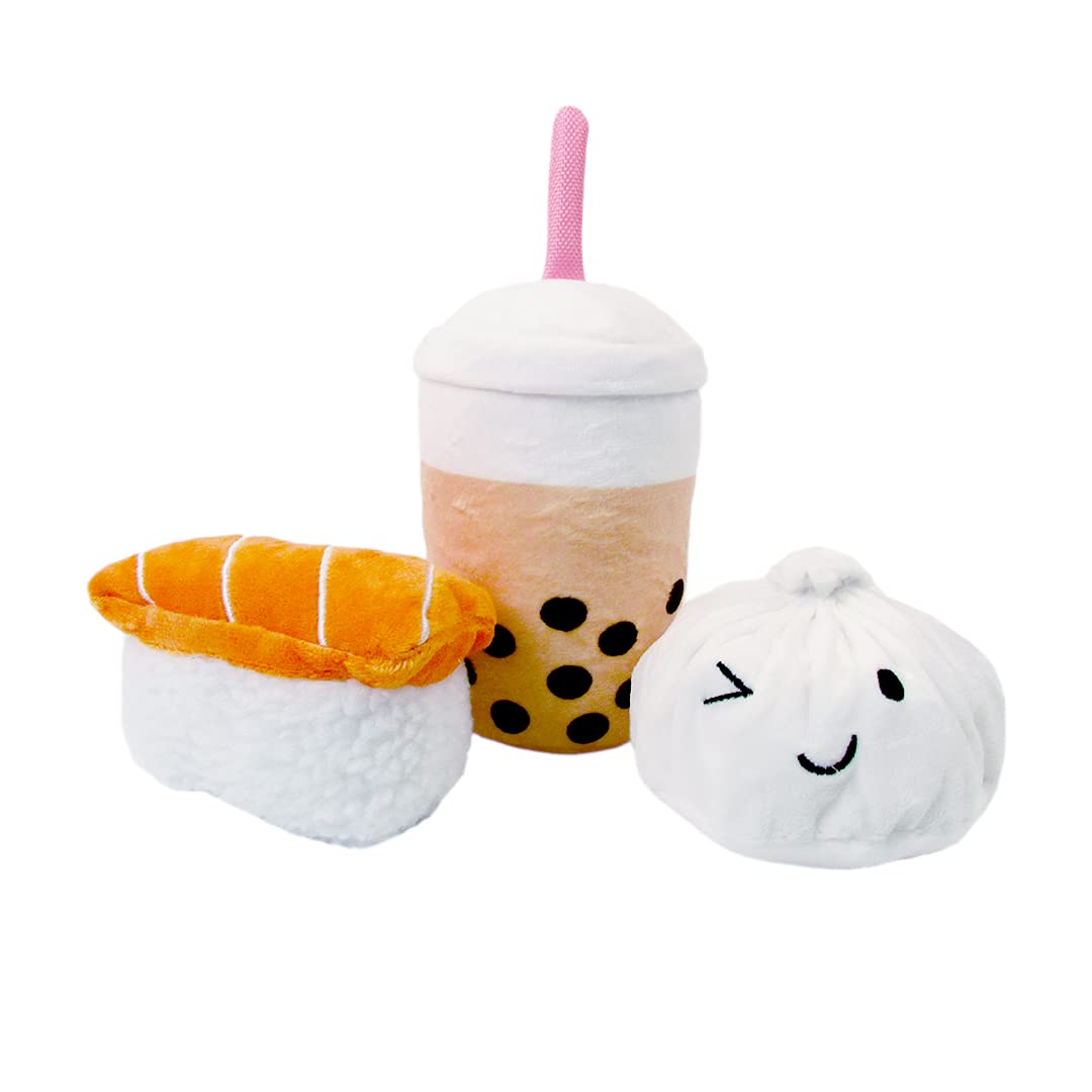 TONBO Cute Plush Dog Toys - Boba Time Combo Set for Small & Medium Dogs | Soft Chew Toy for Puppies | Perfect for Playtime, Cuddling & Training Rewards