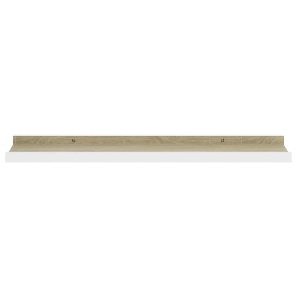 Floating Shelves for Wall - Set of 4 Wooden Wall Shelves in White & Sonoma Oak (23.6