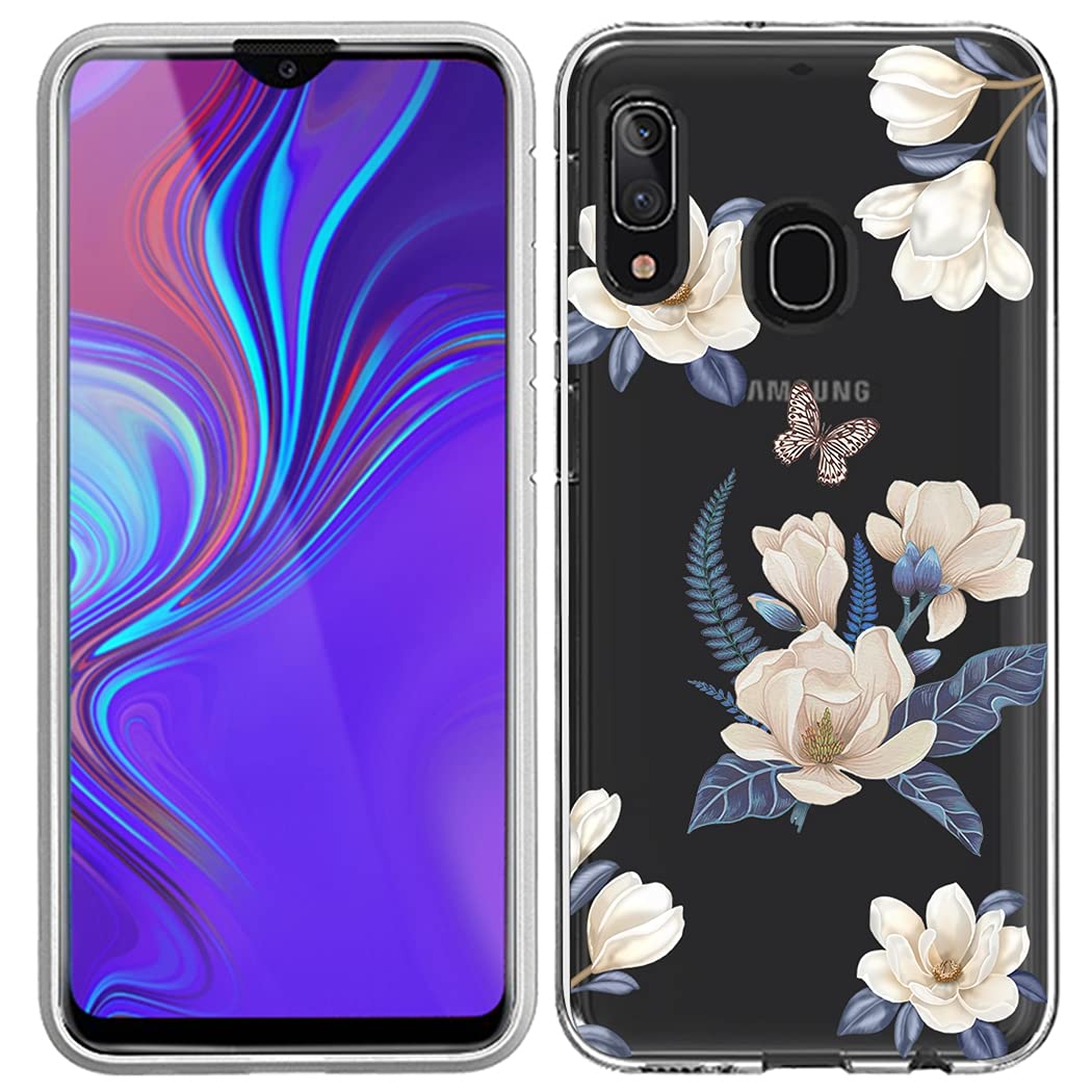 Cute Clear Slim Shockproof TPU Phone Case for Samsung Galaxy A20/A30 - Floral Design Protective Cover for Girls & Women | Perfect for Everyday Use, Work & Travel