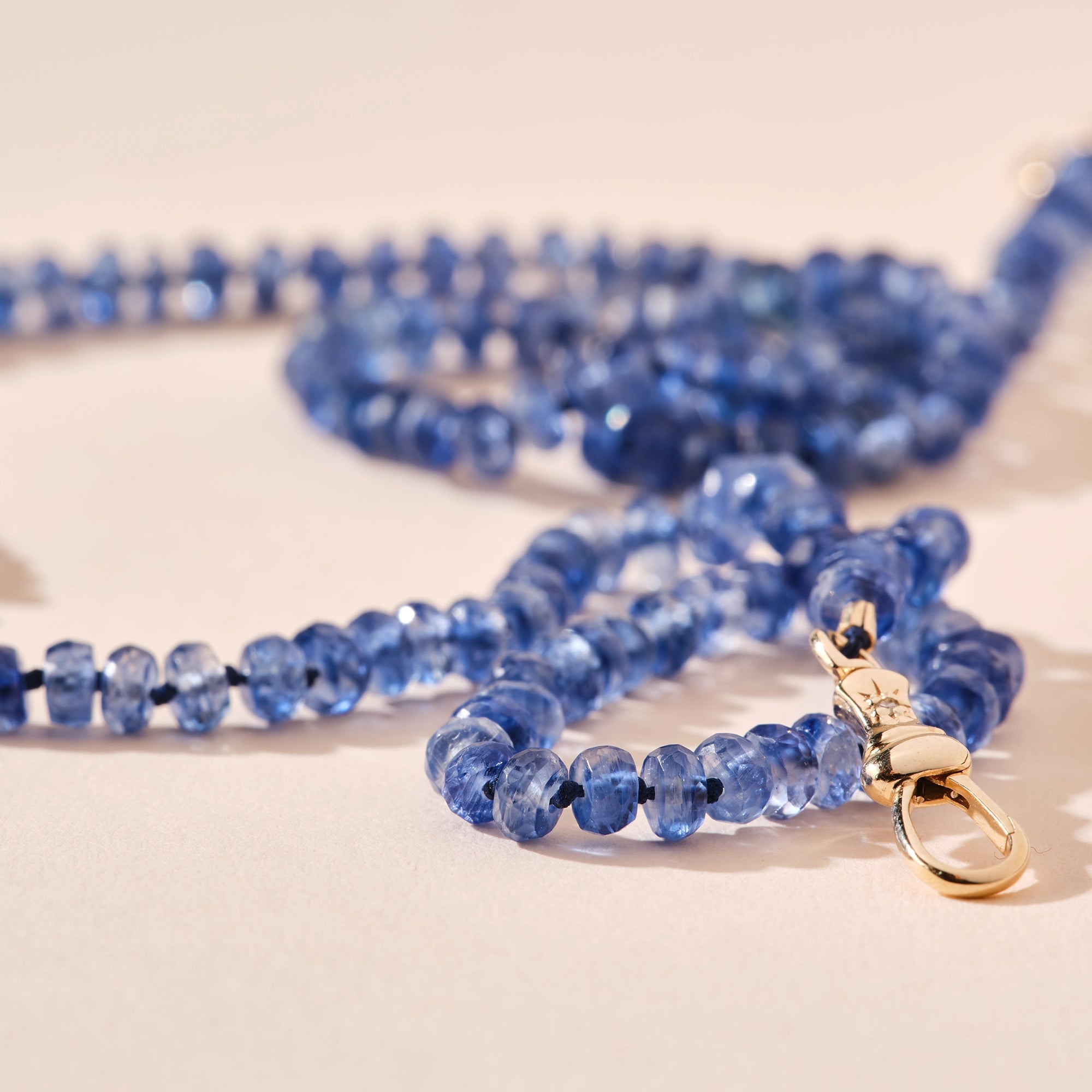 10K Yellow Gold Kyanite Beaded Mood Bracelet with Natural Kyanite & Brilliant Diamonds - Perfect for Stress Relief, Meditation & Spiritual Healing