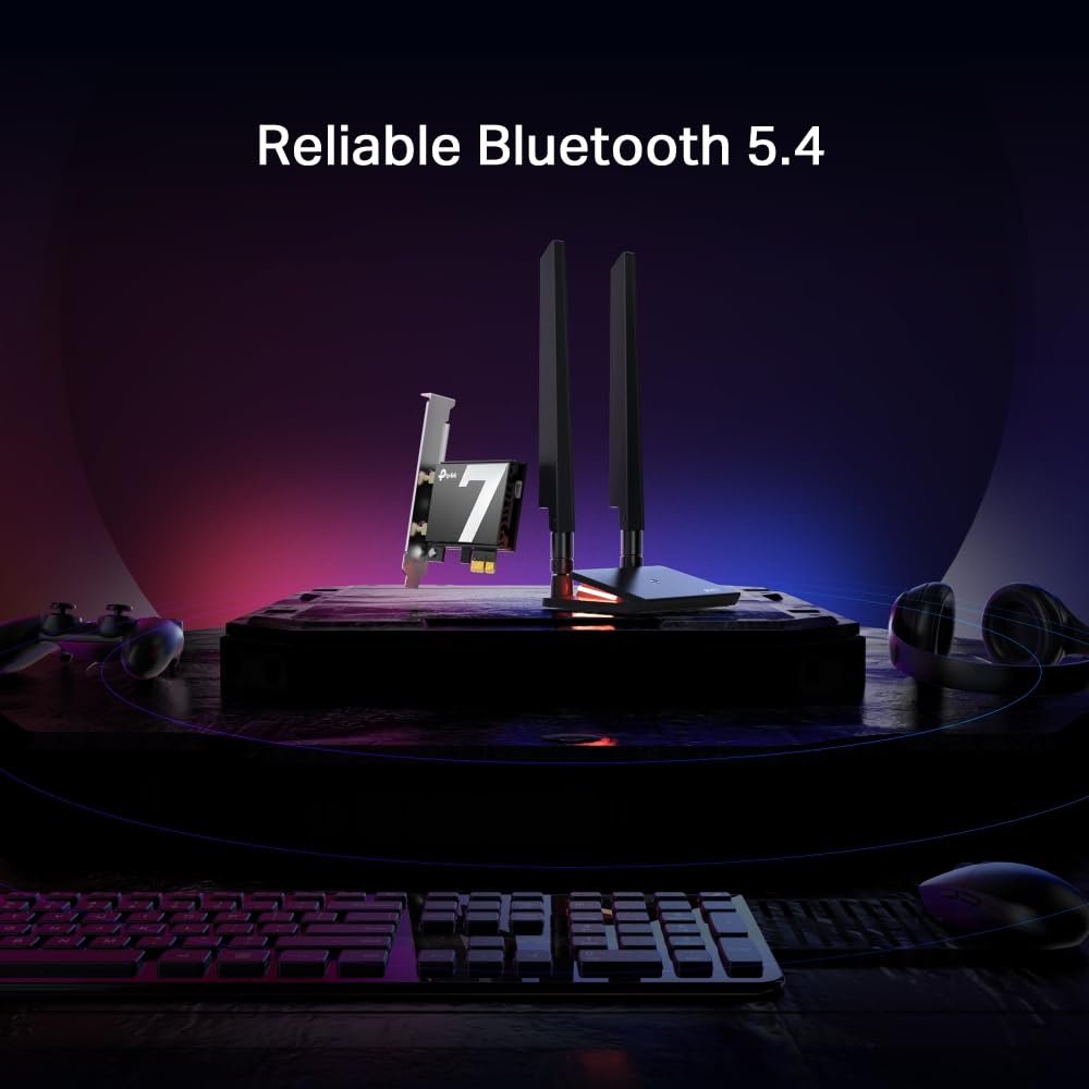 TP-Link Archer TBE550E WiFi 7 PCIe Card | BE9300Mbps Tri-Band Wireless Adapter | Bluetooth 5.4 | Magnetic Antenna Base | WPA3 Security | Windows 11 Compatible | Perfect for Gaming, Streaming & Home Office PCs