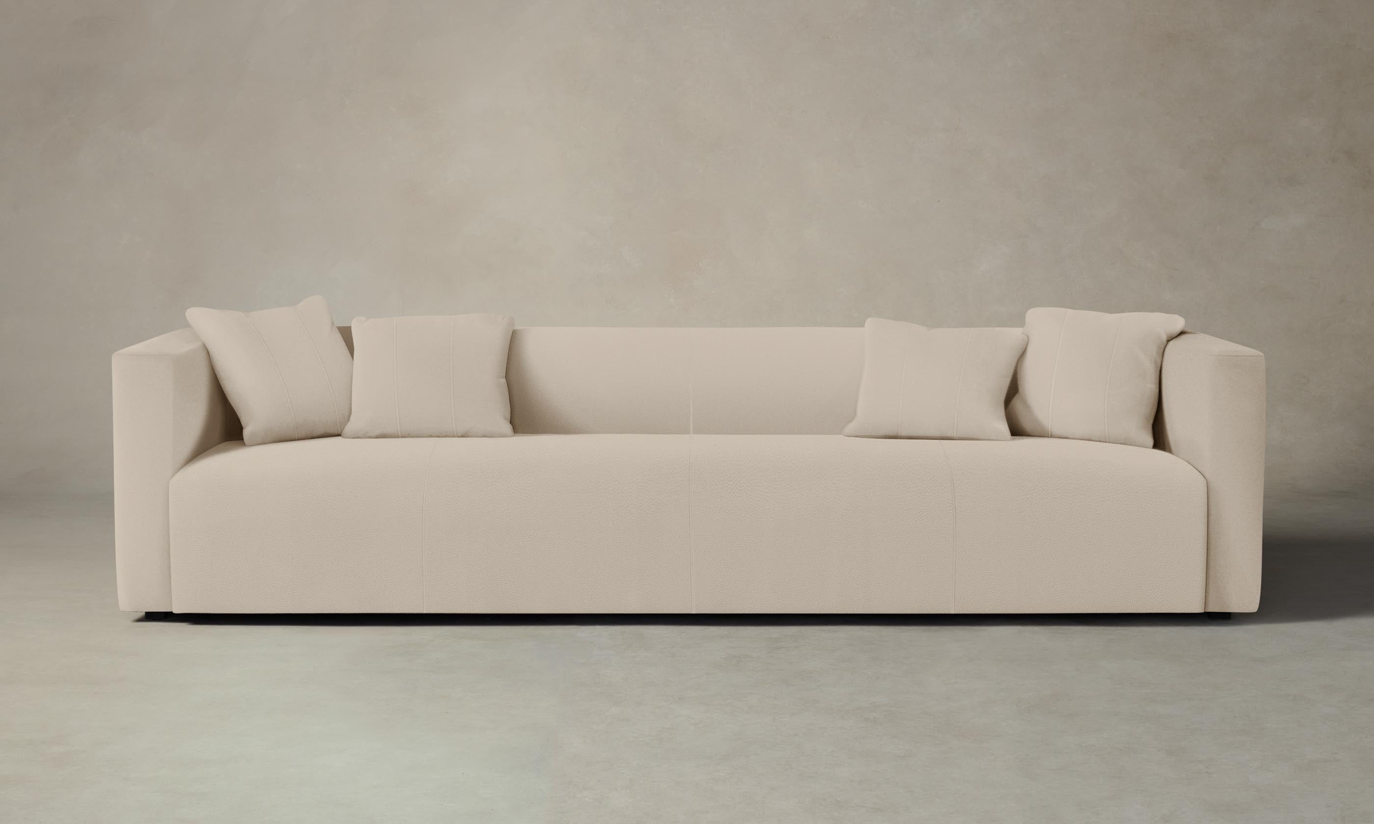The Breuer Sofa - Premium Pebbled Leather Upholstery in Stone Color - Perfect for Modern Living Rooms & Office Spaces