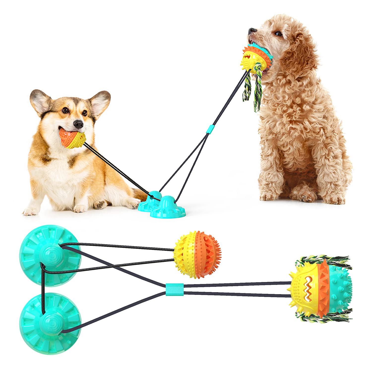 **ArtnIndia Indestructible Dog Chew Toys for Aggressive Chewers - Suction Cup Interactive Ball, Molar Teething Toy Set for Large Breed Dogs - Perfect for Playtime, Training & Puzzle Enrichment**