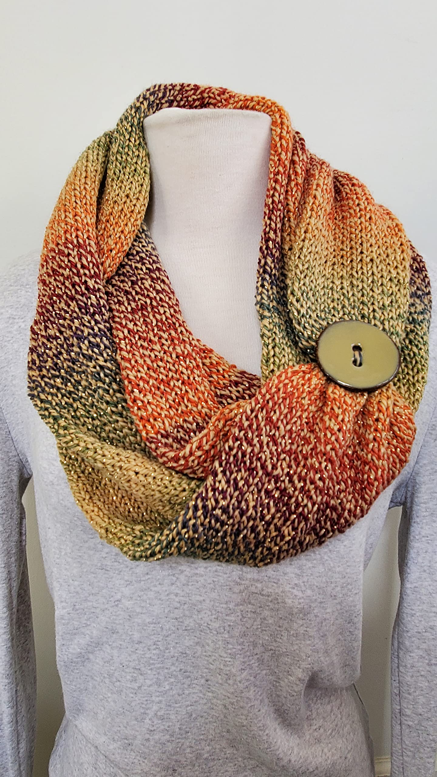 Hand Knit Infinity Scarf - Soft Warm Fashion Loop Scarf for Women - Perfect for Winter, Fall, Office & Casual Outfits