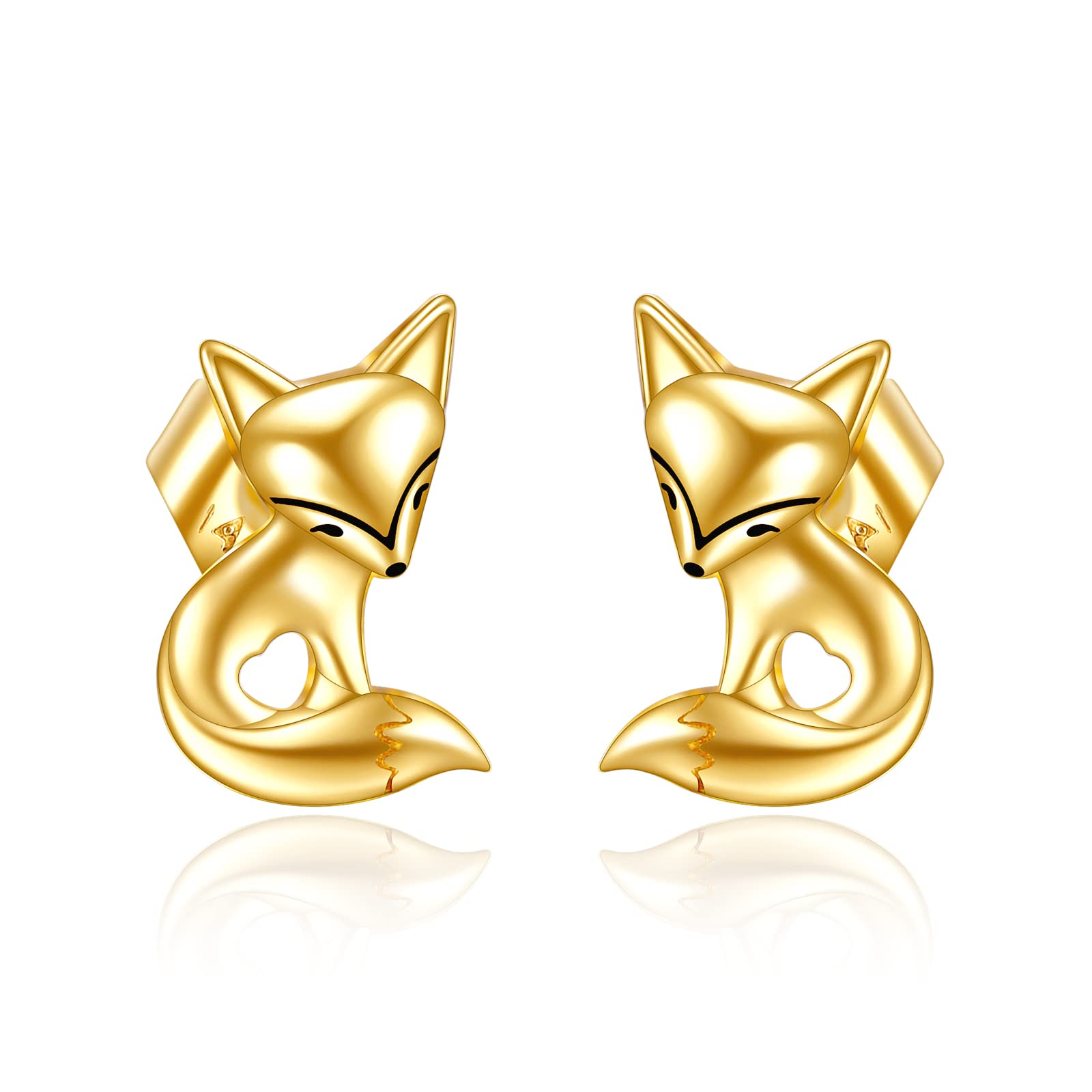 14K Gold Fox Stud Earrings for Women - Elegant Animal Jewelry Gift for Daughter, Girlfriend & Wife - Perfect for Birthday, Anniversary & Everyday Wear