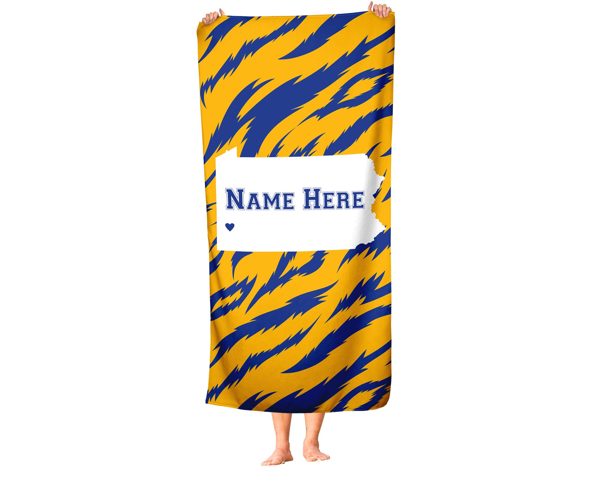 Custom Pittsburgh Pennsylvania State Pride Beach & Bath Towel - Personalized Medium & Large Towels for Adults & Kids - Perfect for College Football, Basketball Fans, Pool Parties & Home Decor