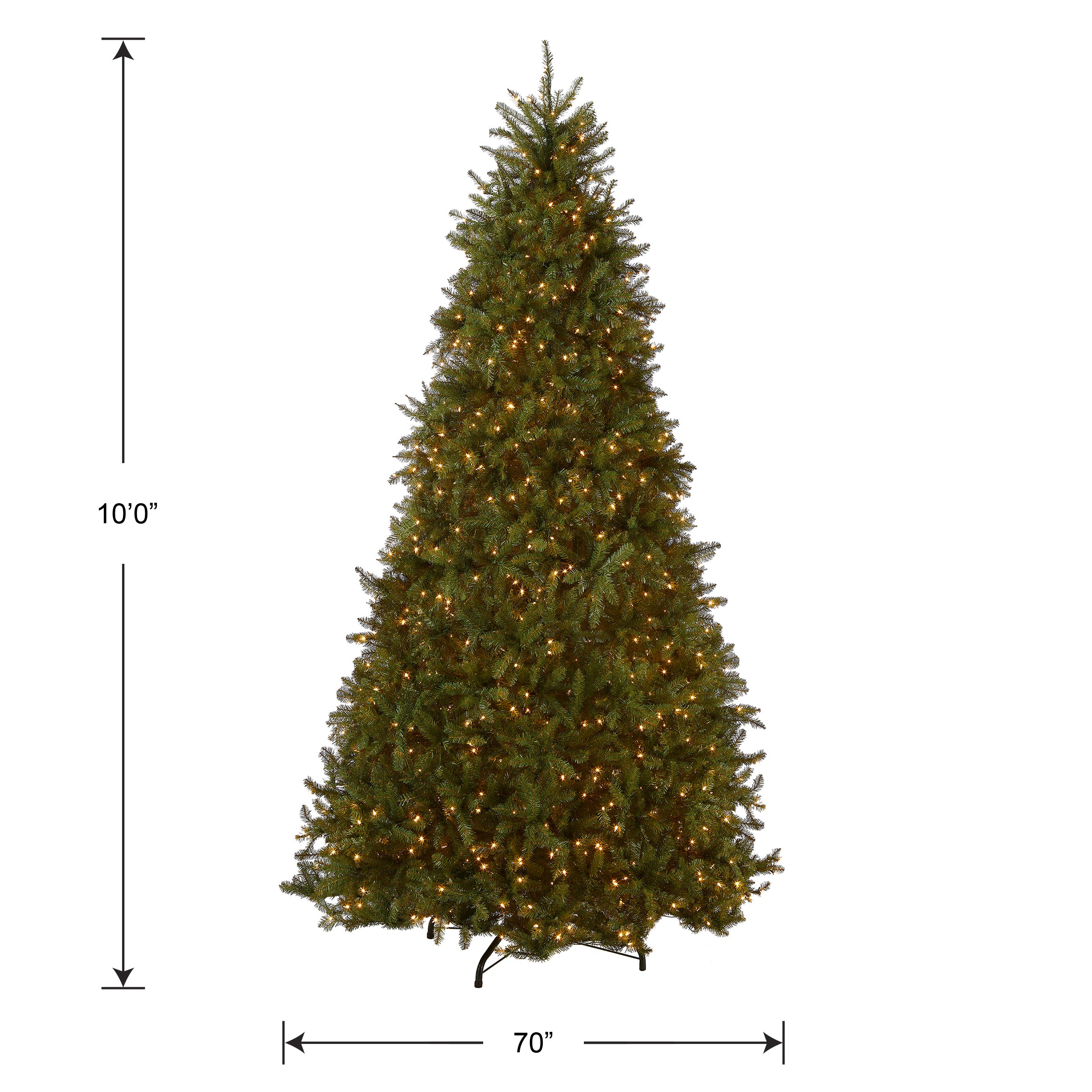 10 ft. Pre-Lit Dunhill Fir Artificial Christmas Tree with 500 Clear LED Lights - Perfect for Home, Office, and Holiday Decorations