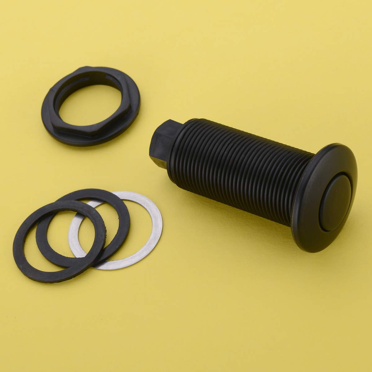 **Mtte Black Long Button SinkTop Air Switch Kit with Brass Cover for Garbage Disposal - Easy Installation for Kitchen Sink Waste Disposal Systems**