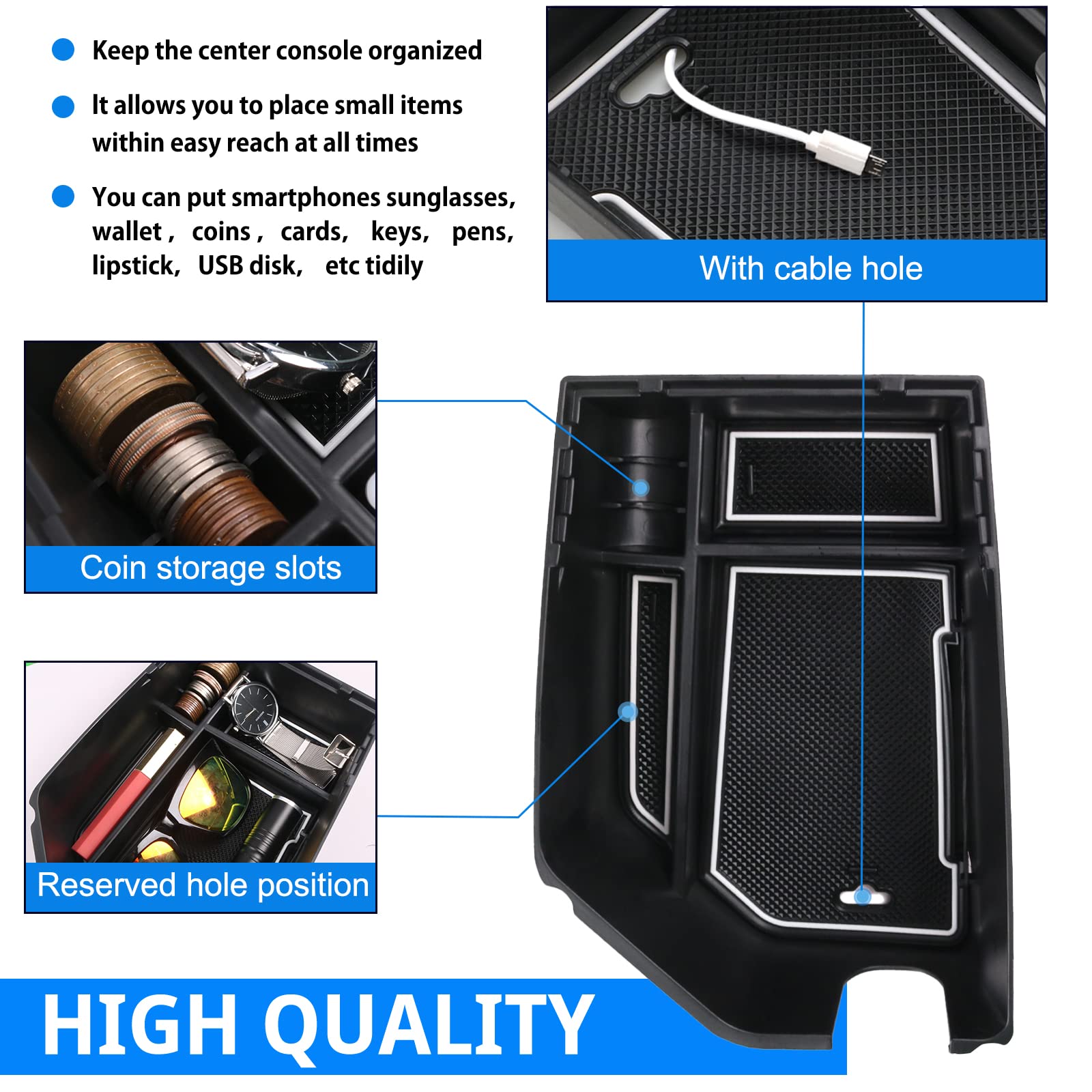 2022-2025 Genesis GV70 Center Console Organizer Tray - Premium Armrest Storage Box Accessory for 2.5T & 3.5T Models | Perfect for Road Trips, Daily Commutes & Organized Car Interior