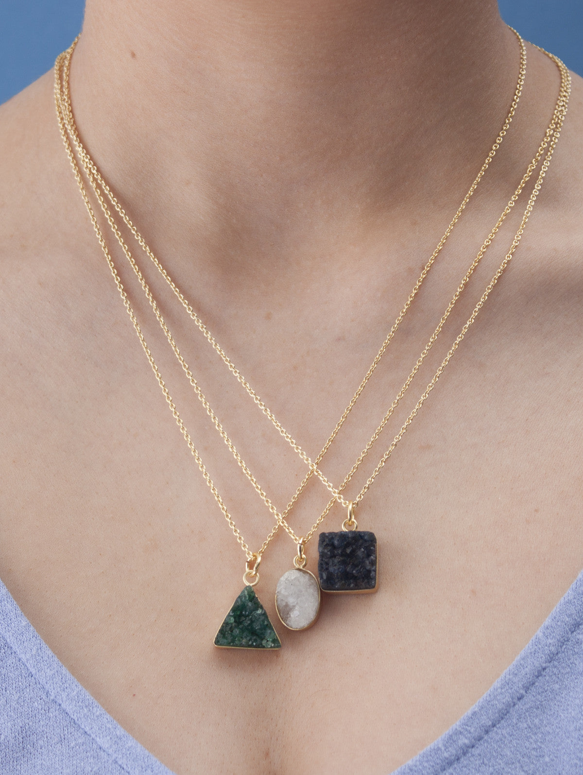 Elegant Oval Druzy Necklace for Women - Natural Stone Crystal Pendant Jewelry - Perfect for Weddings, Parties & Everyday Wear