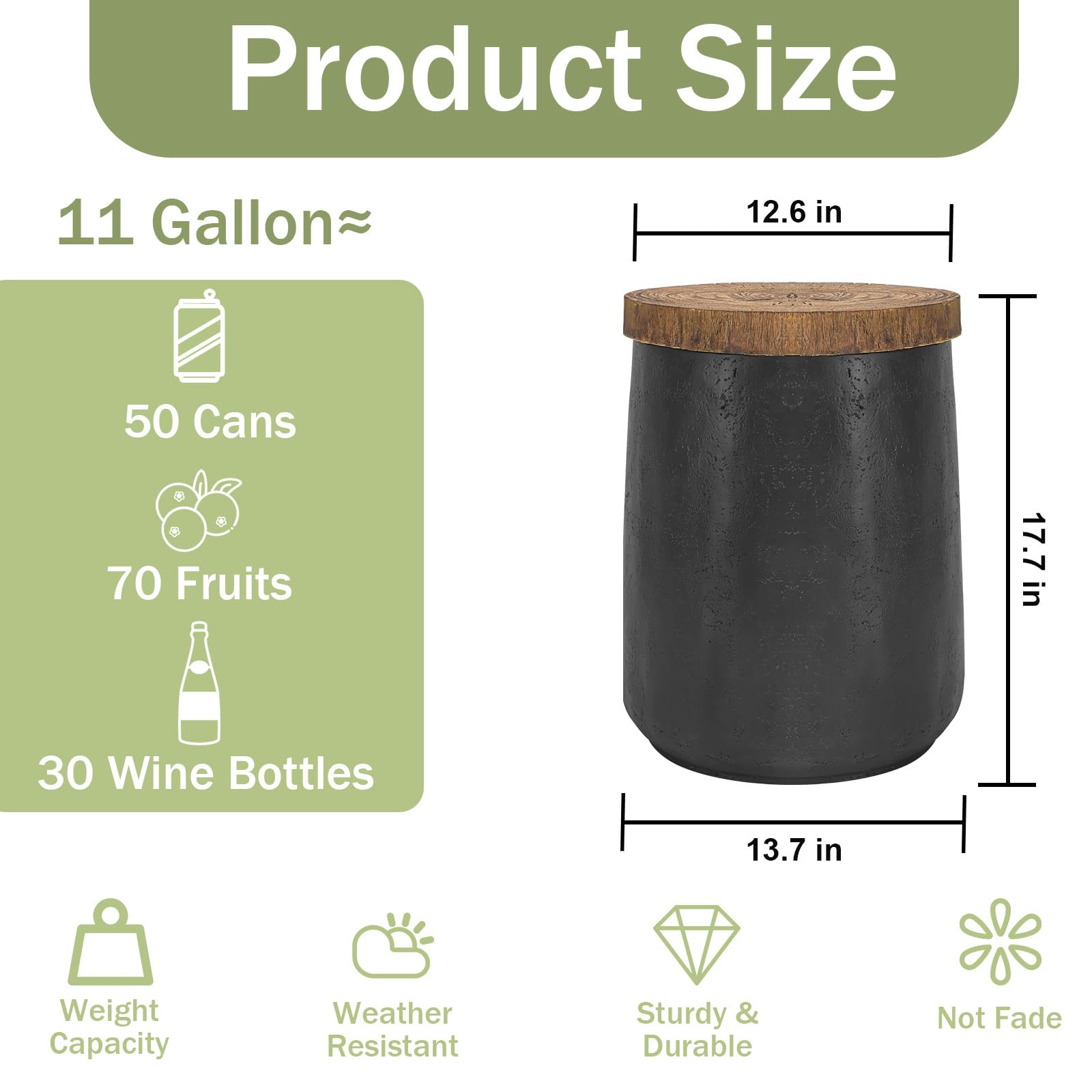 4-in-1 Outdoor Side Table with Storage & Cooler - Portable Patio Bar Table with Ice Cooler Stand - Black Round Side Table for Parties, BBQs, Camping & Beach Outings - Perfect for Backyard, Deck & Outdoor Entertaining