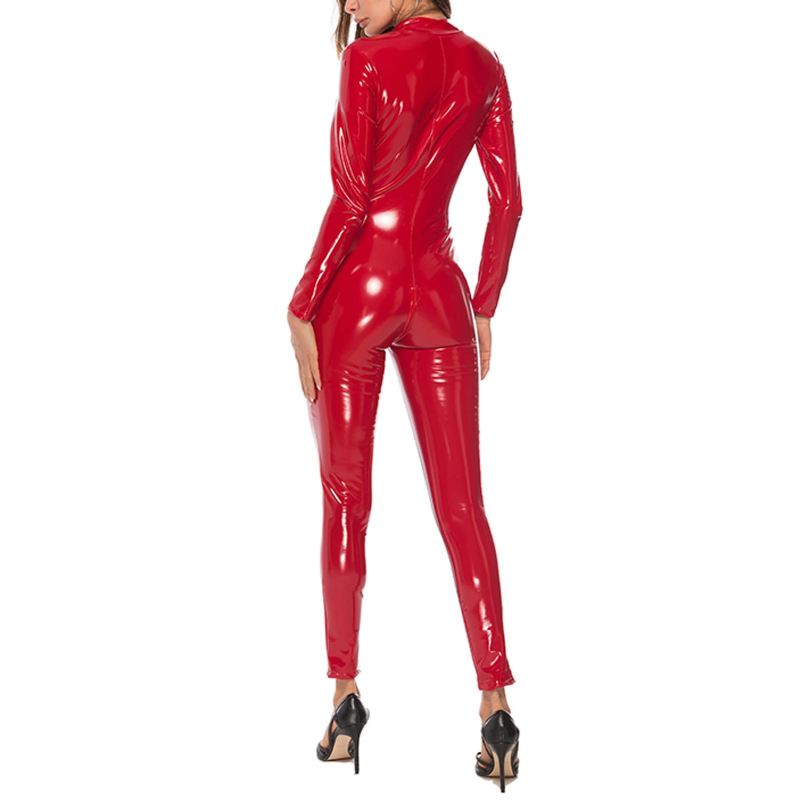 AMhomely Women's Sexy Lingerie Teddy Bodysuit - Wetlook V-Neck Leather Romper Jumpsuit for Clubwear & Erotic Fashion | Perfect for Valentine's Day, Boudoir Photography & Night Out Outfits