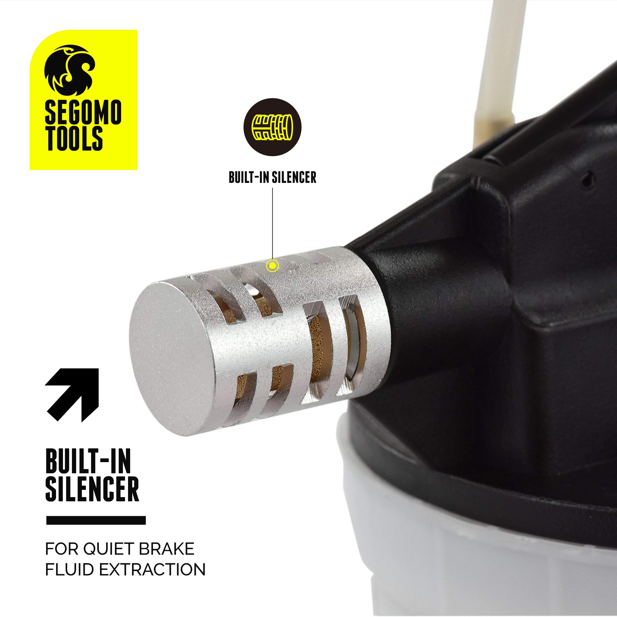 Segomo Tools 2L Standard & ABS Vacuum Brake Bleeder & Clutch Bleeding Kit | Professional Brake Fluid Extractor Pump | Automotive Brake System Bleeding Tools - VBB01 | Perfect for DIY Car Maintenance & Professional Mechanic Use