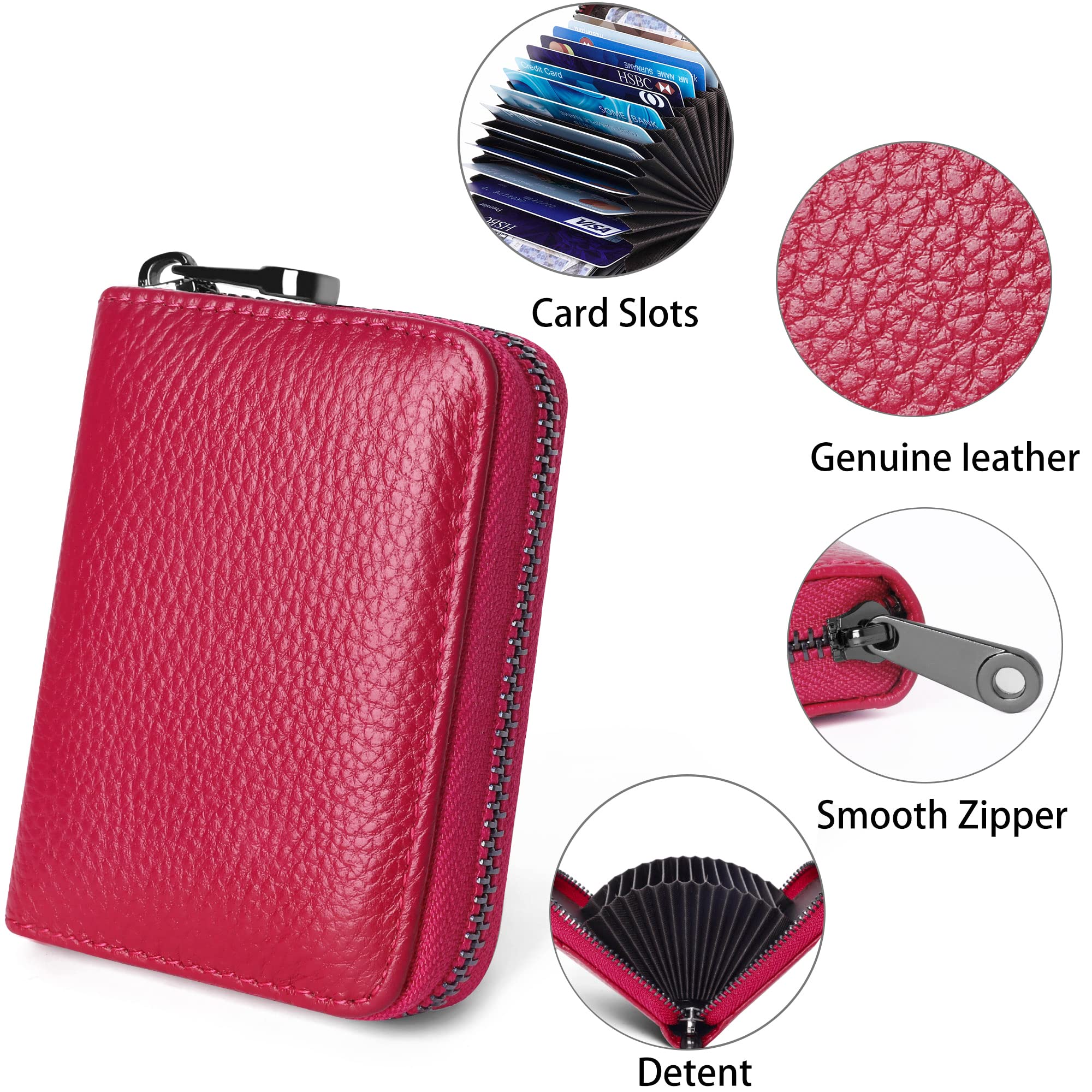 Genuine Leather RFID Blocking Credit Card Holder for Women - Slim Accordion Wallet with Multiple Card Slots | Perfect for Travel, Business & Everyday Use