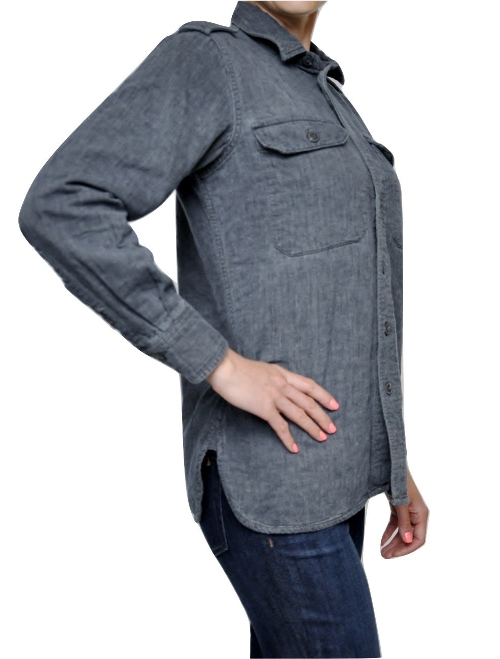 Joe's Jeans Men's Military Style Button-Down Shirt with Chest Pockets - Thick Cotton Work Shirt in Charcoal - Perfect for Outdoor Adventures, Casual Wear & Work Uniforms