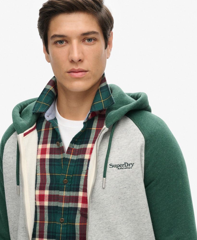 Superdry Men's Essential Baseball Zip Hoodie Sweatshirt - Comfortable Casual Pullover for Streetwear, Gym & Outdoor Activities