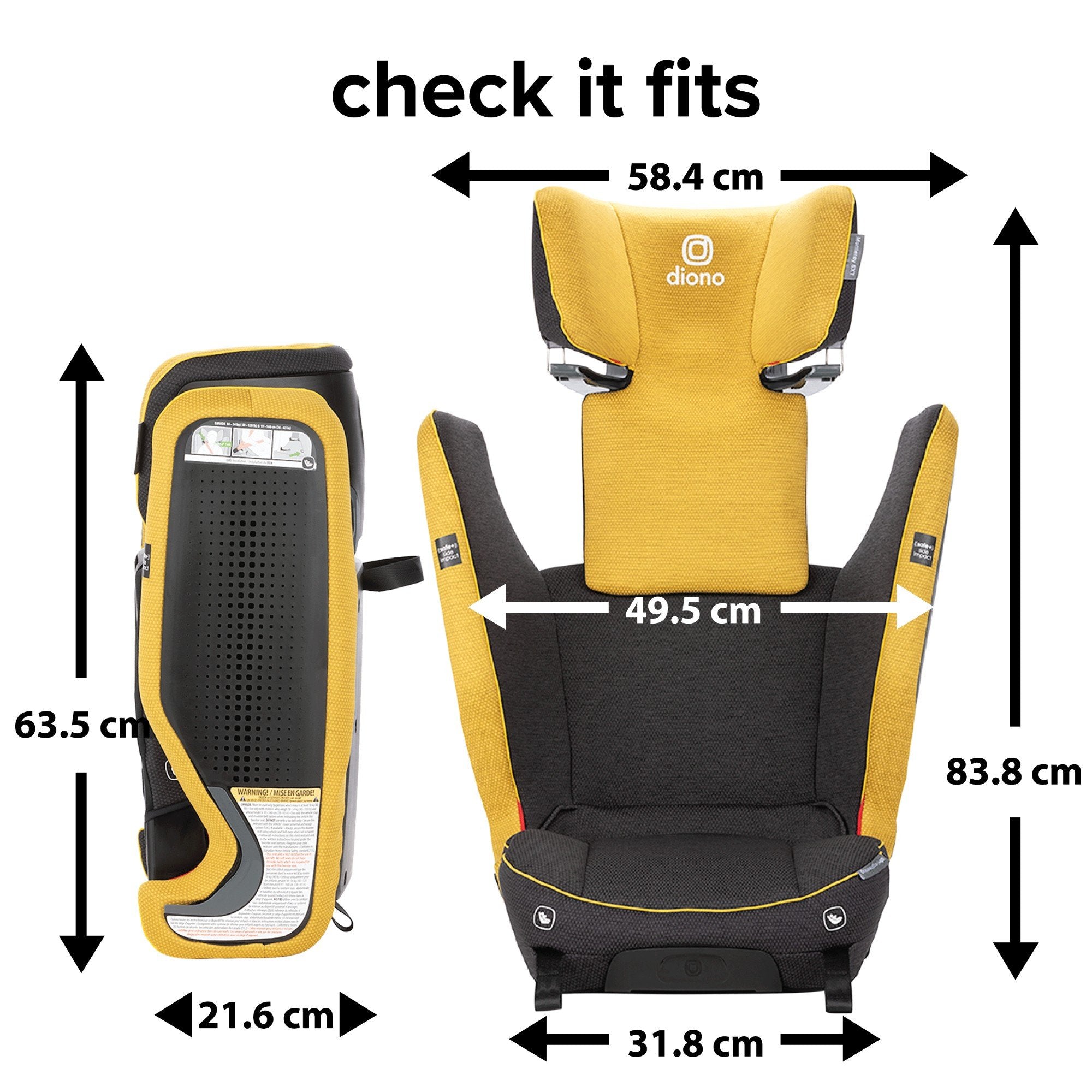Diono Monterey 6XT SafePlus High Back Booster Car Seat for Kids - Safe & Comfortable Convertible Car Seat for Toddlers - Perfect for Travel, School & Family Road Trips