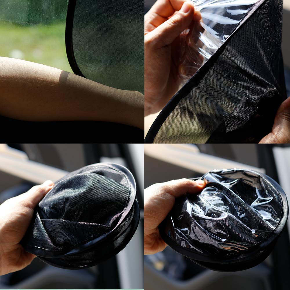 ANKIA 2 Pack Static Cling Car Window Shades for Front & Rear - UV Protection Polyester Mesh Sun Shades for Baby & Kids - Perfect for Road Trips, Summer Driving & Family Travel