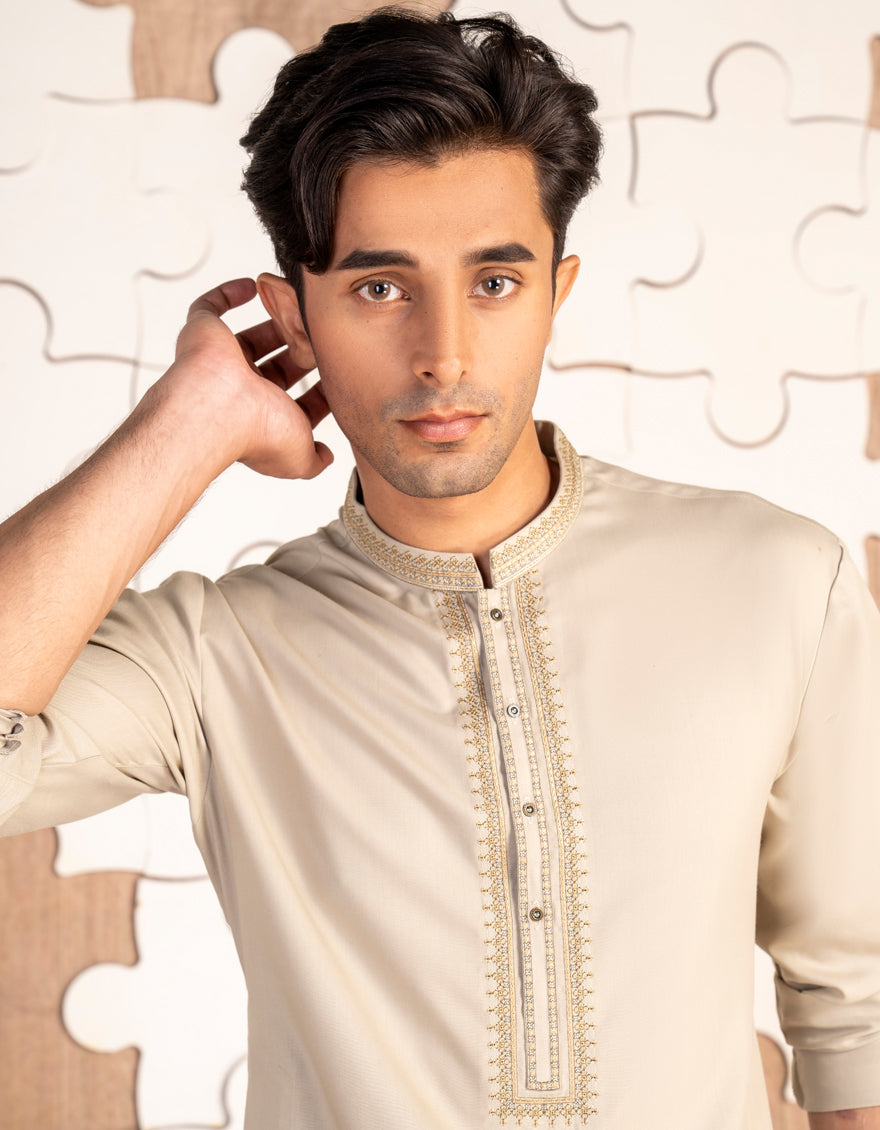 Premium Blended Green Shalwar Kameez by J. Junaid Jamshed - Elegant Pakistani Traditional Outfit for Men - Perfect for Weddings, Eid & Special Occasions