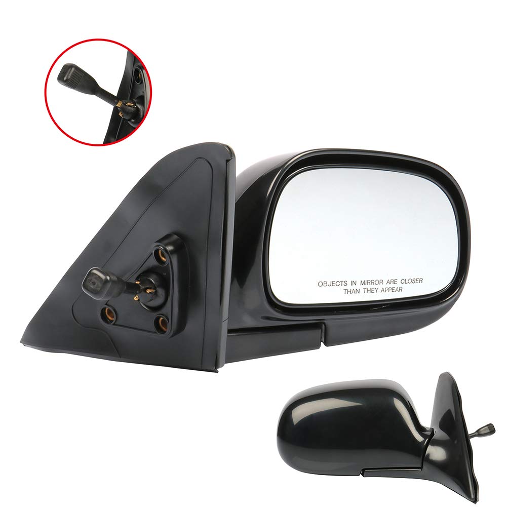 OCPTY Black Right Side Mirror Replacement for 1993-1997 Toyota Corolla - Textured Glass, Manual Remote & Folding | Perfect for Parking, Lane Changes & Improved Visibility