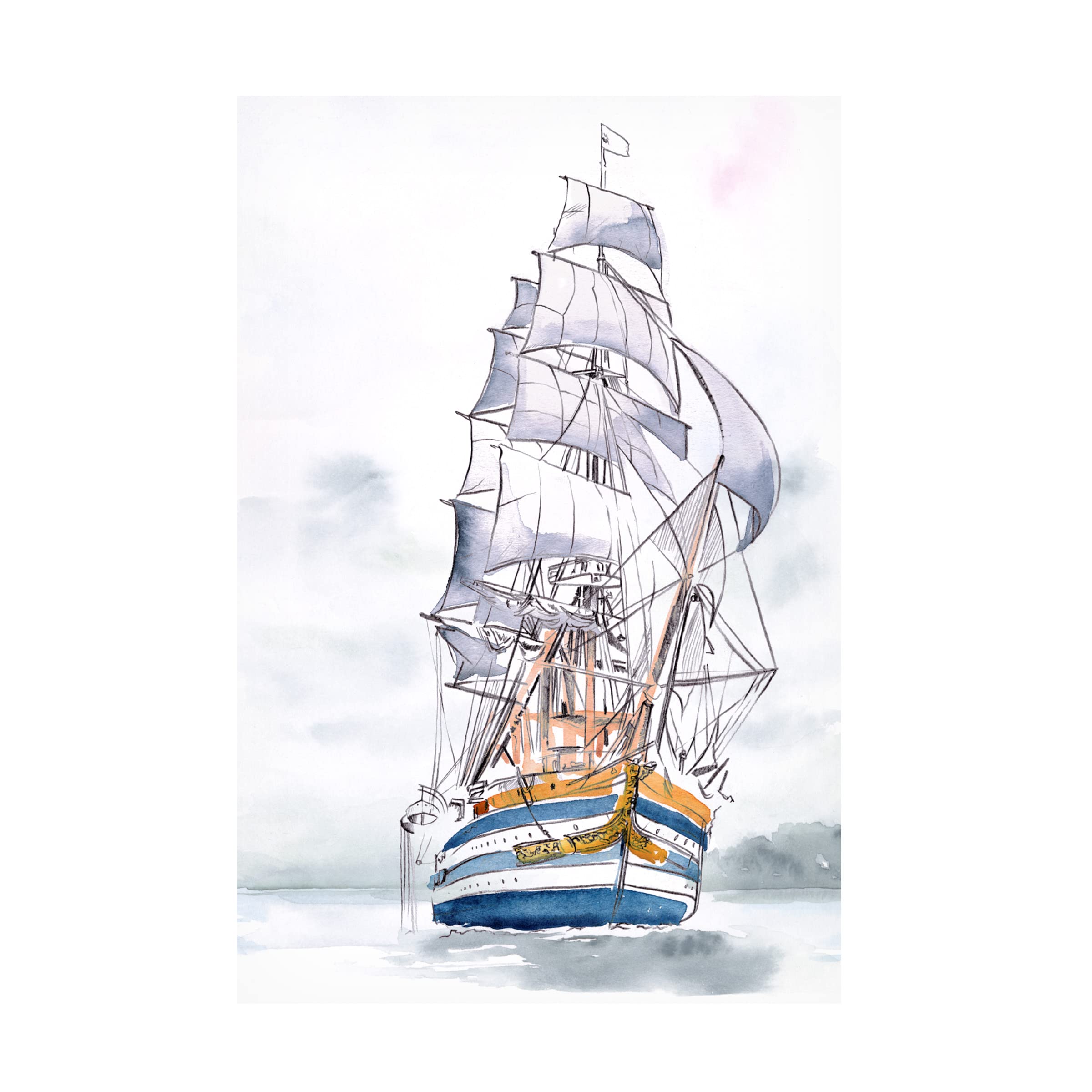 Jennifer Paxton Parker 'Tall Ship I' Canvas Art Print - Nautical Wall Decor for Living Room, Bedroom & Office | Trademark Fine Art Collection