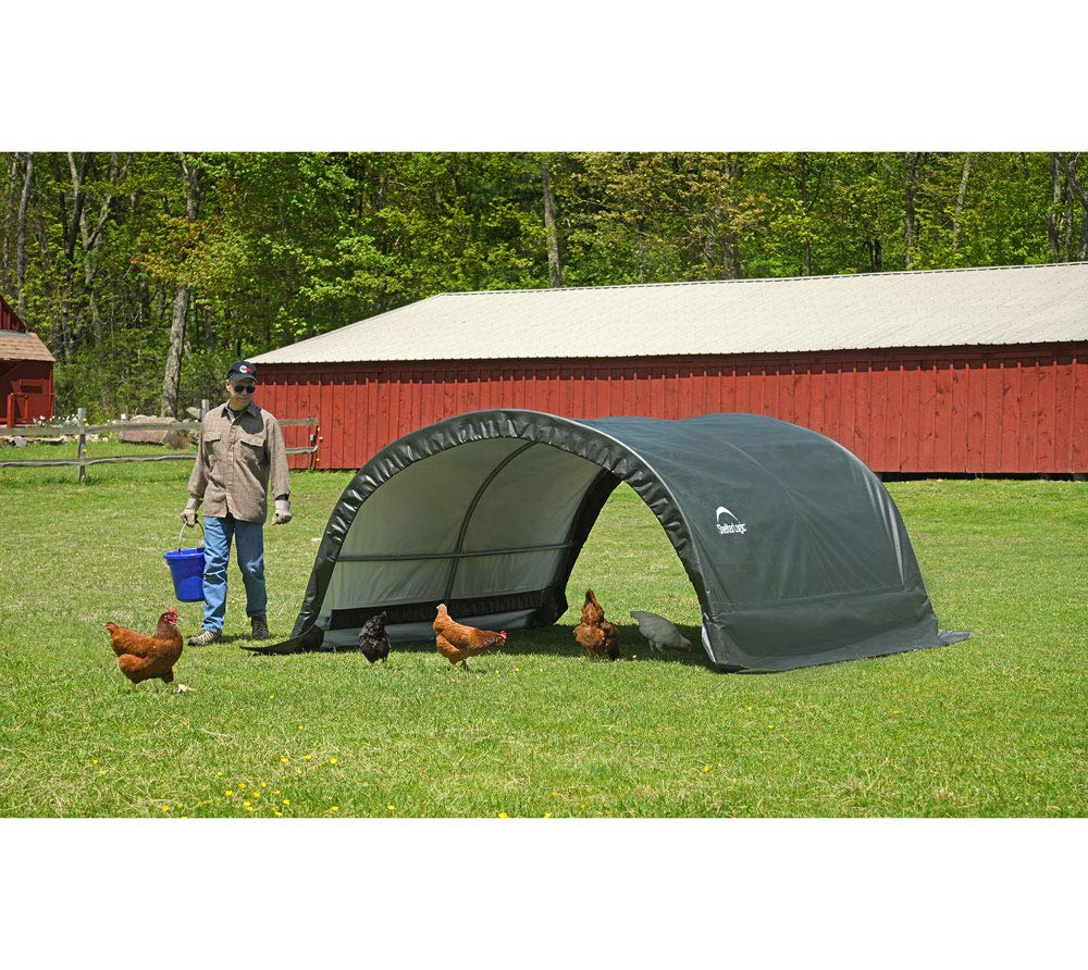 ShelterLogic 8' x 10' x 5' Round Livestock Shelter - Durable Farm Storage & Animal Shade Cover for Horses, Goats, Chickens - Perfect for Pasture, Barnyard & Agricultural Use