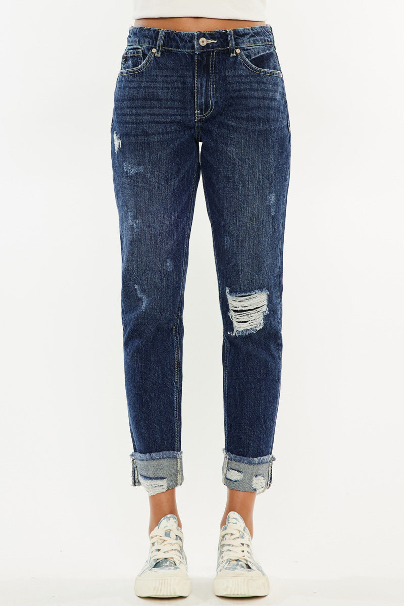 Bernice High Rise Boyfriend Jeans for Women - Comfortable Stretch Denim Pants, Casual Distressed Boyfriend Fit Jeans | Perfect for Everyday Wear, Weekend Outfits & Street Style Fashion